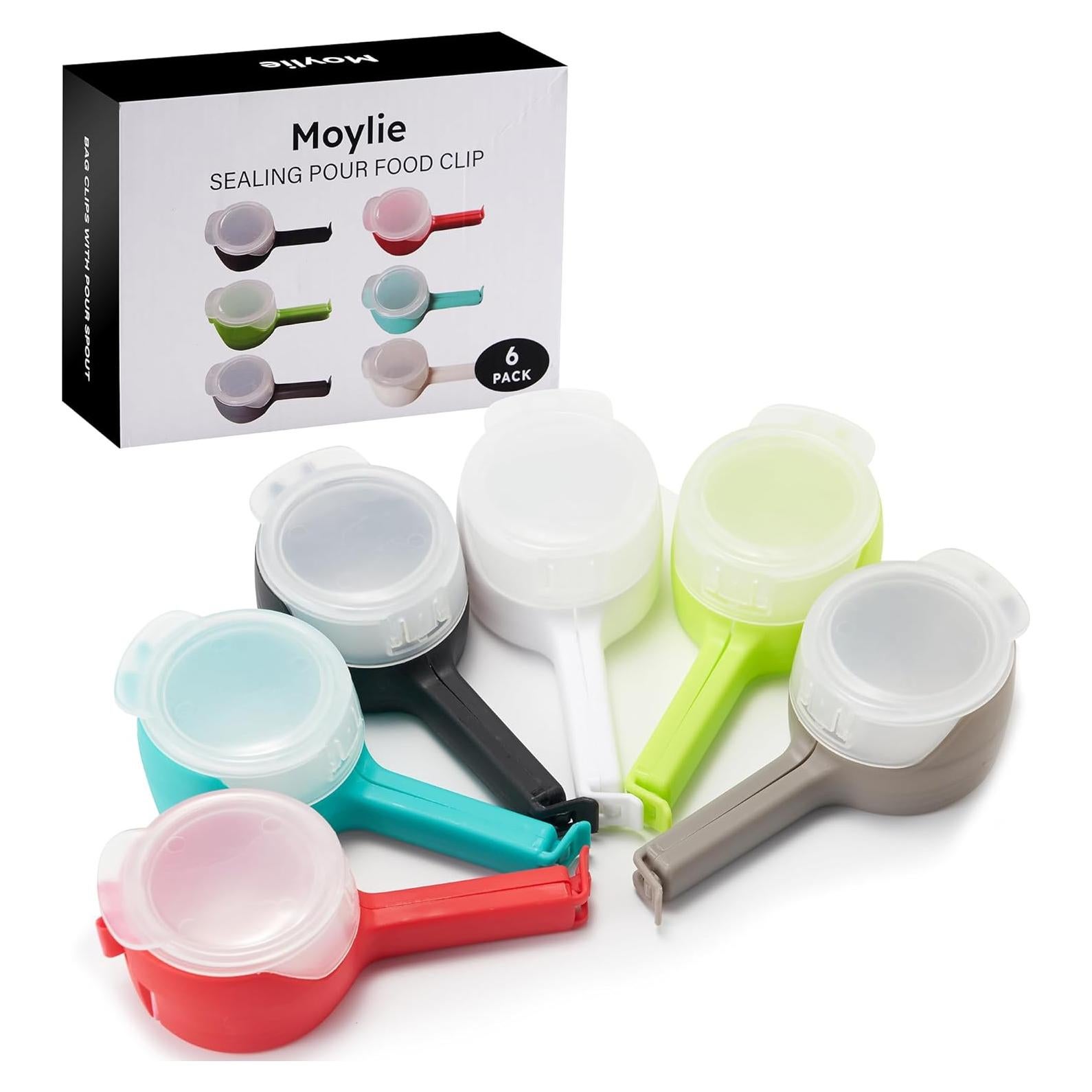 Clips de sellado de alimentos Moylie con boquillas - Paquete de 6