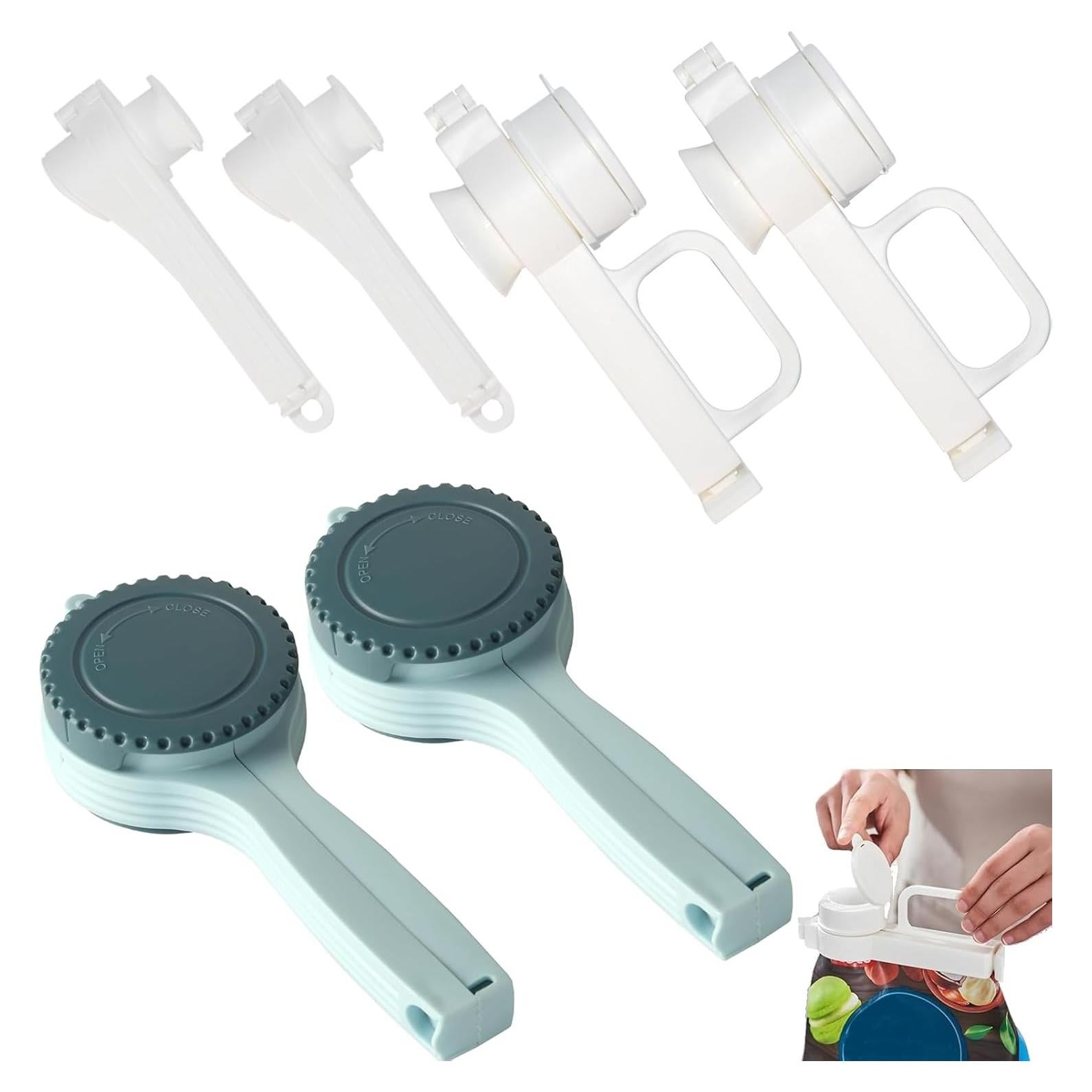 6 Pack Leakproof Food Bag Clips with Pour Spout | Dishwasher-Safe PP Sealing Clips for Snacks, Flour, Liquids & Pet Food | Airtight Kitchen Storage Clips (Small/Medium/Large)