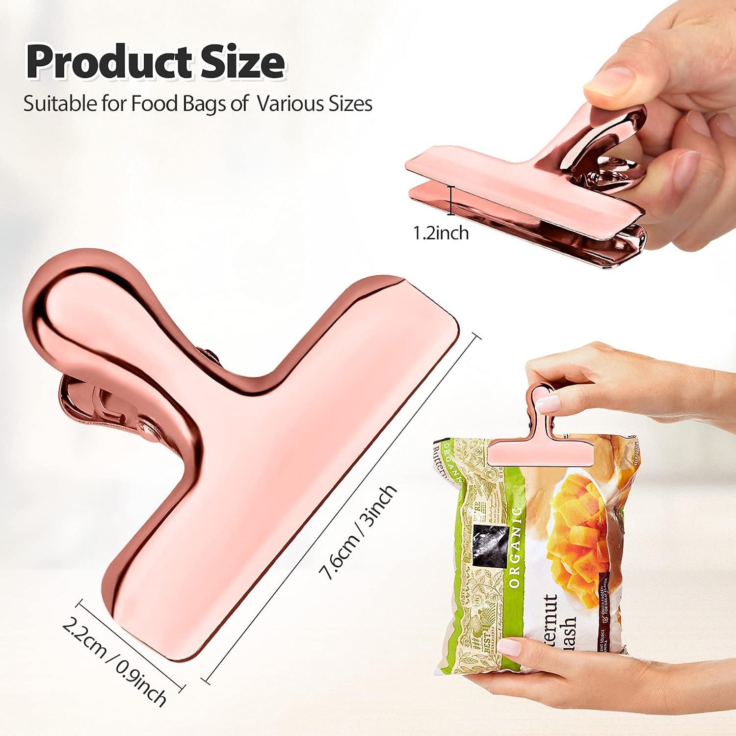 Paquete de 8 Clips de Metal BUNDLEPRO para Bolsas - Acero Inoxidable Oro Rosa