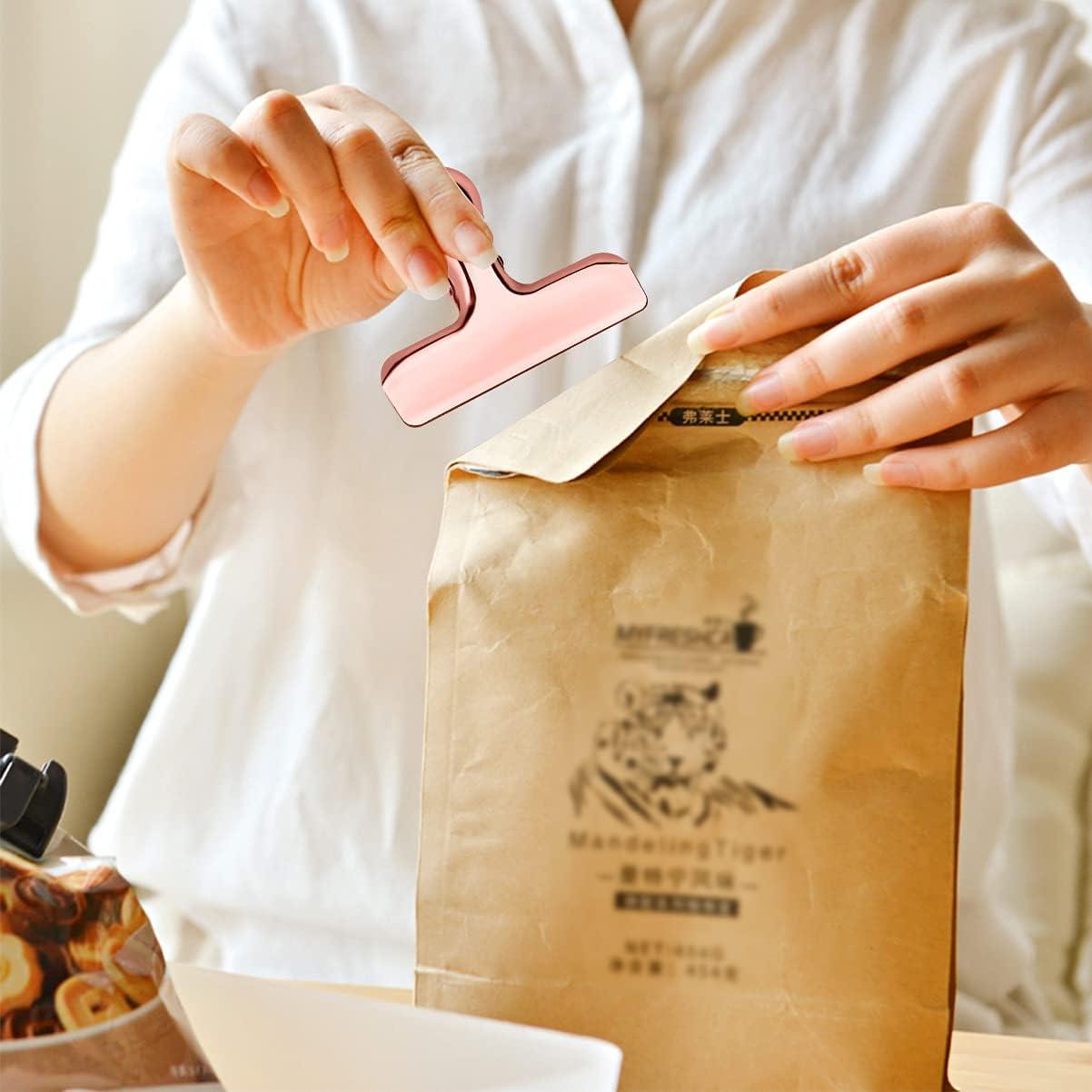 Paquete de 8 Clips de Metal BUNDLEPRO para Bolsas - Acero Inoxidable Oro Rosa