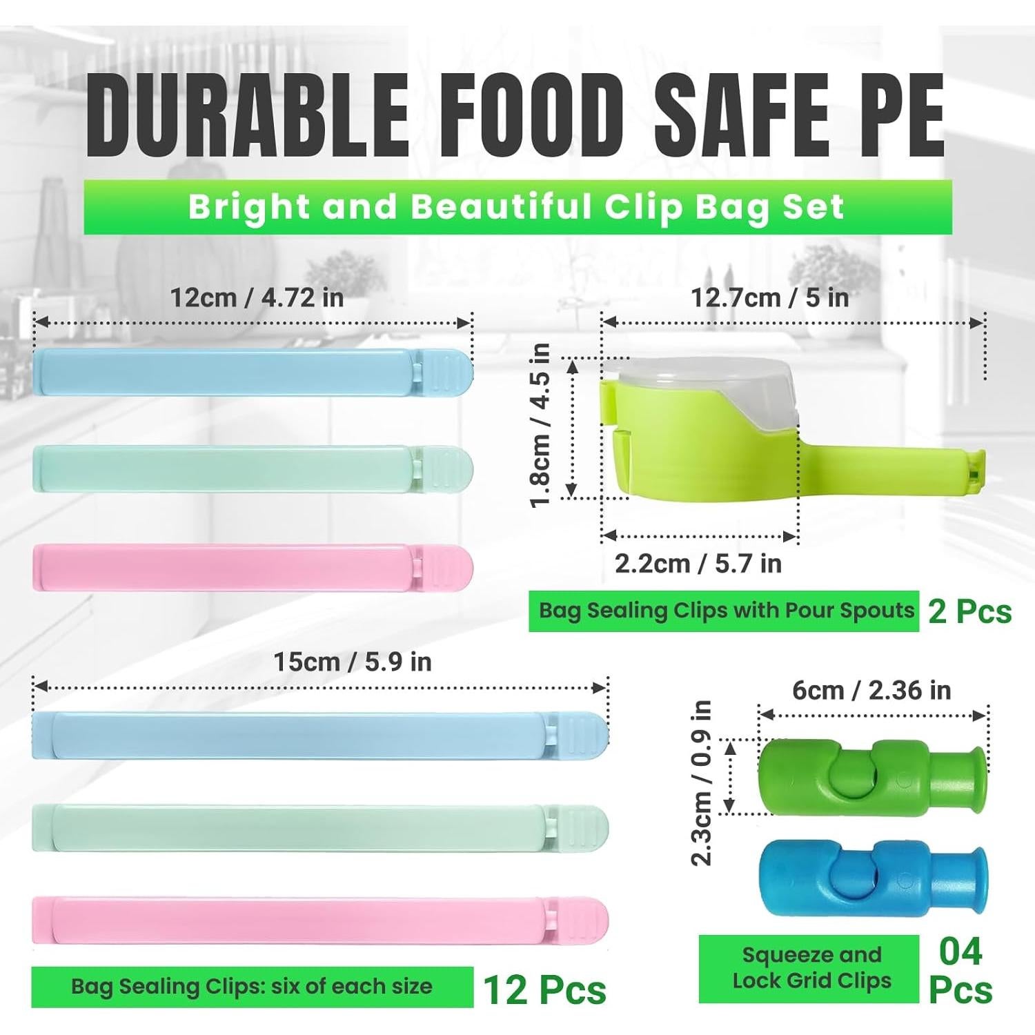 Paquete de Clips para Sellar Bolsas Genérico - 18 Piezas Multicolores