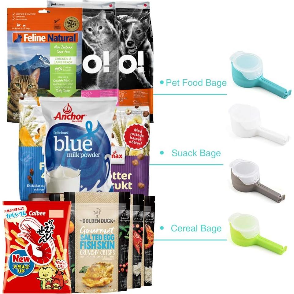 4 Clips para Bolsas de Comida Ledorr con Vertedor Grande