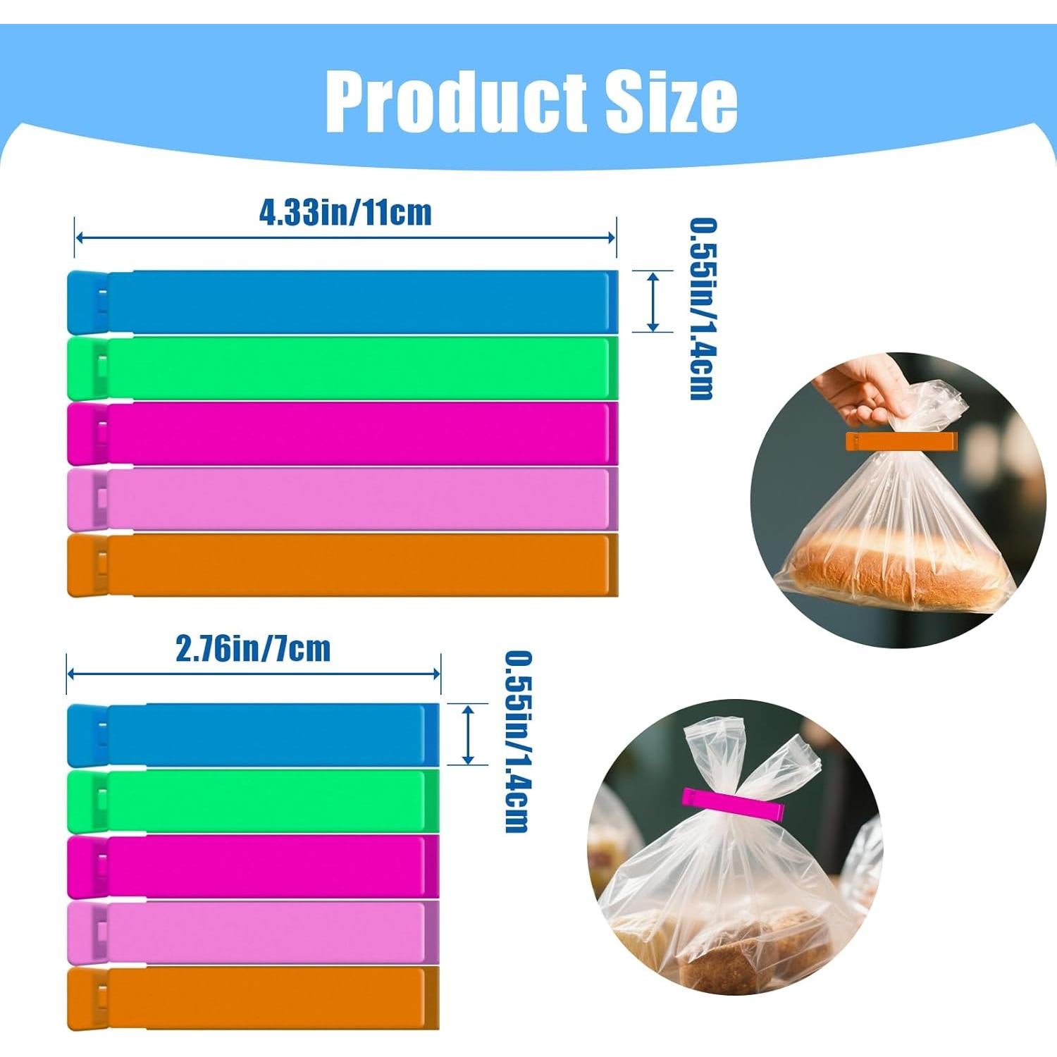 40 Clips de Sellado LIOUCBD para Alimentos - 2 Tamaños y 5 Colores