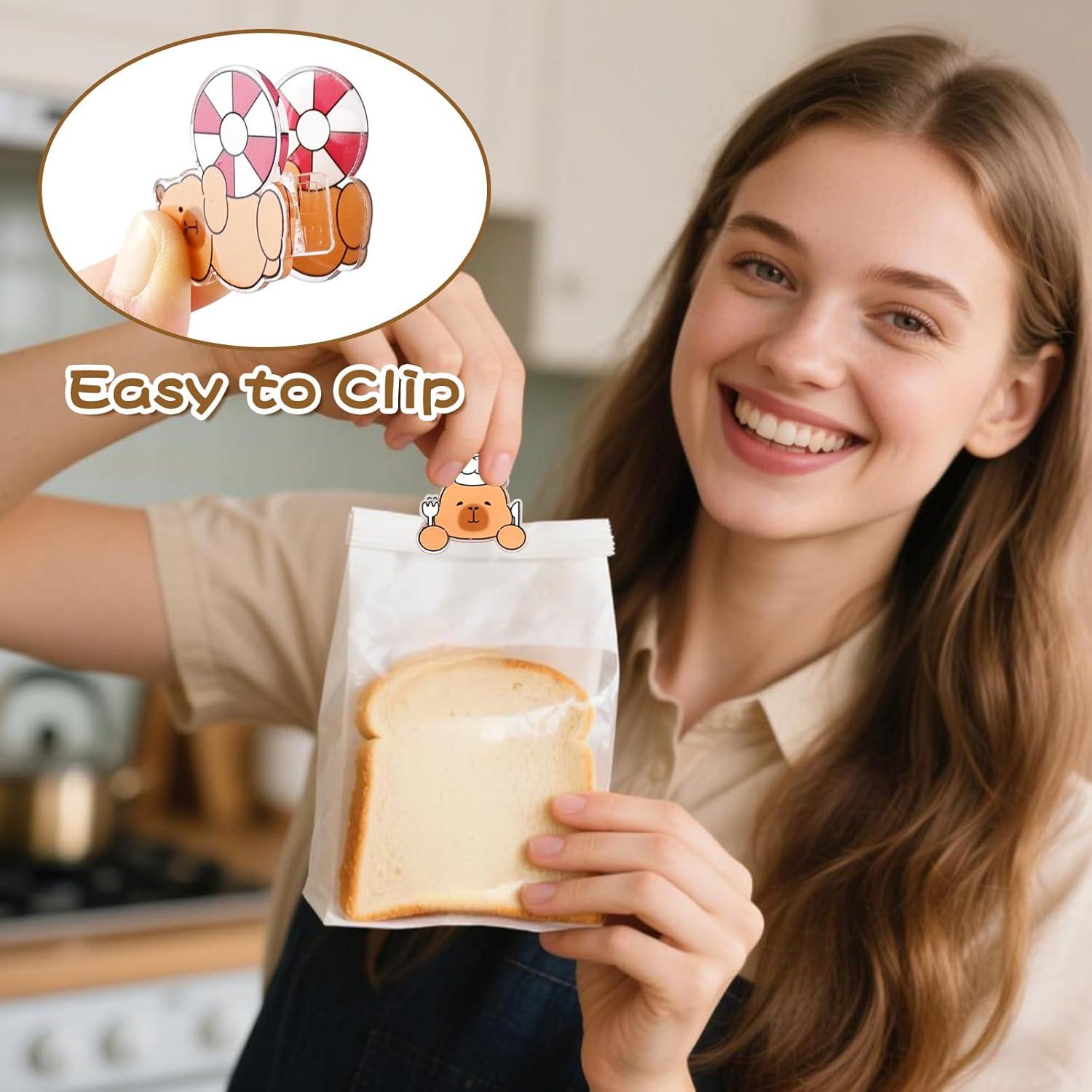 7 Clips para Bolsas Dotbengc Capybara Kawaii - Sellado Hermético