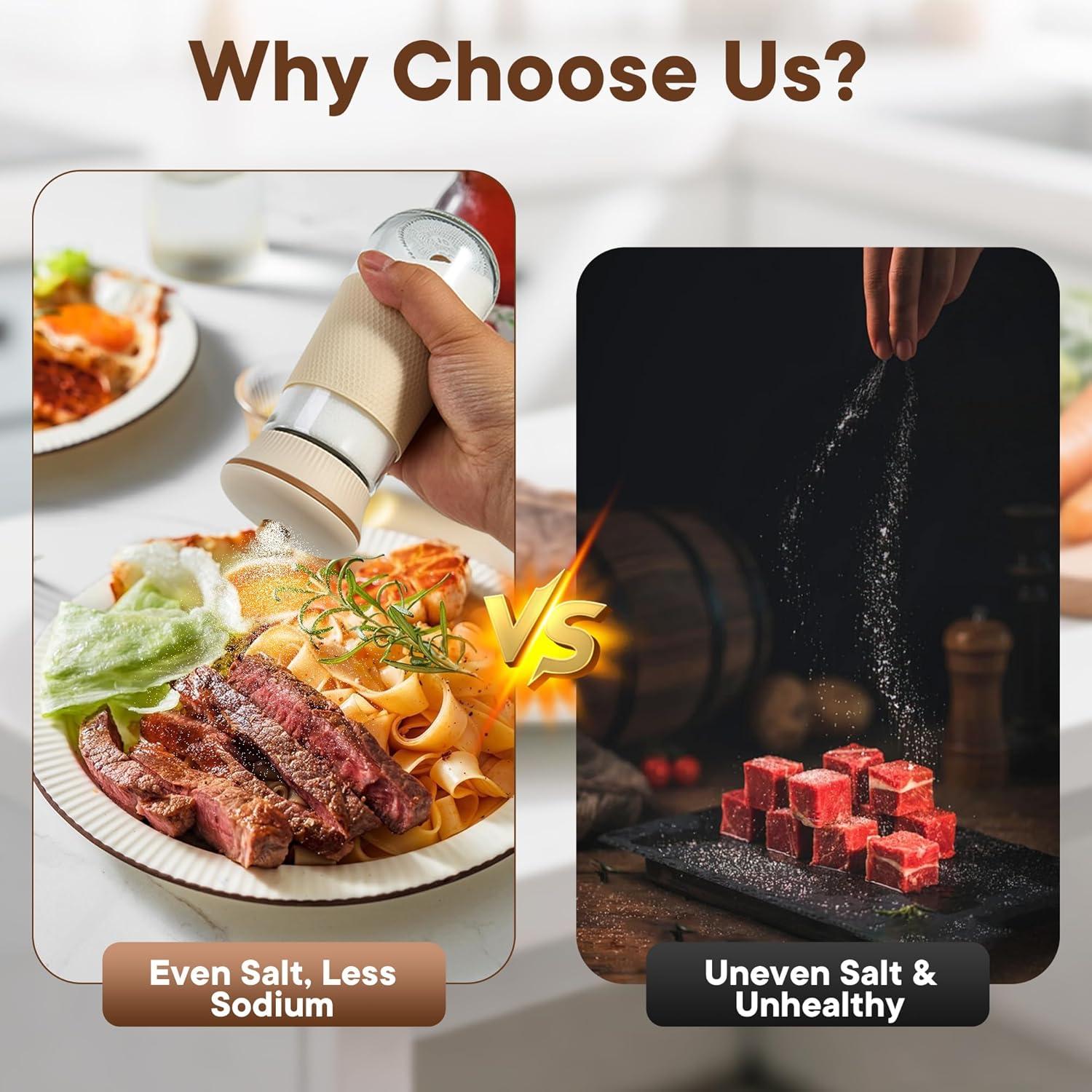 Salero 2-en-1 LUTITASD de vidrio sin BPA, 300g, blanco