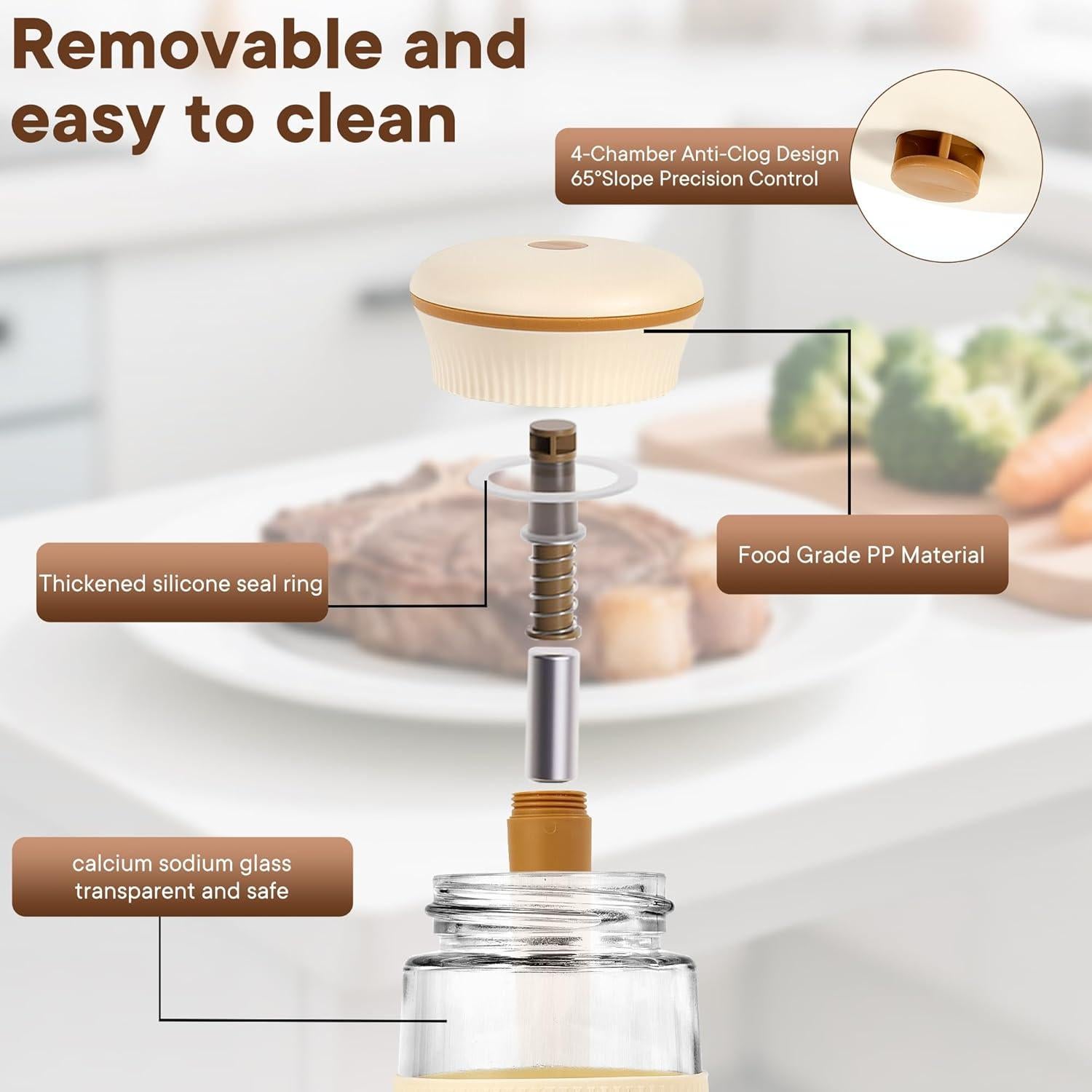 Salero 2-en-1 LUTITASD de vidrio sin BPA, 300g, blanco