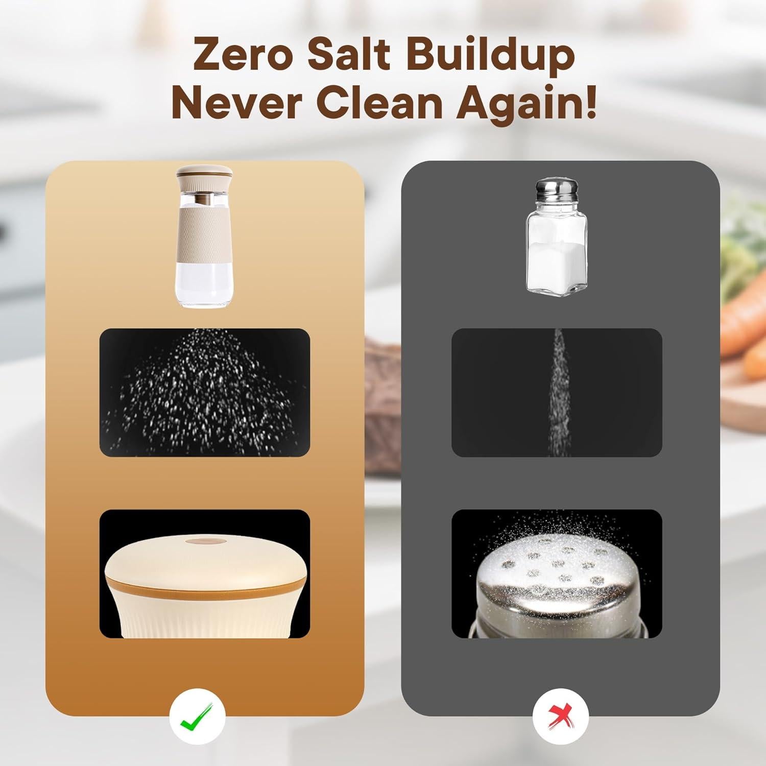 Salero 2-en-1 LUTITASD de vidrio sin BPA, 300g, blanco