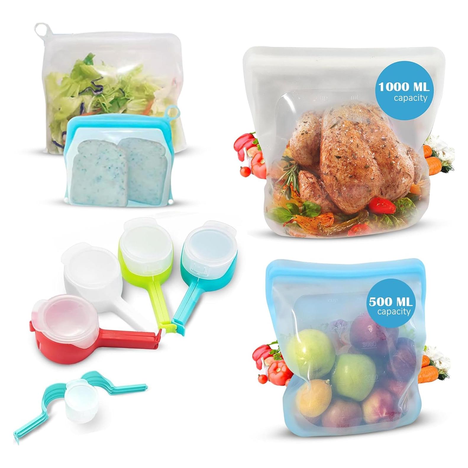 Bolsas de Almacenamiento de Alimentos Silicona Capt. Bambu 6 Unidades