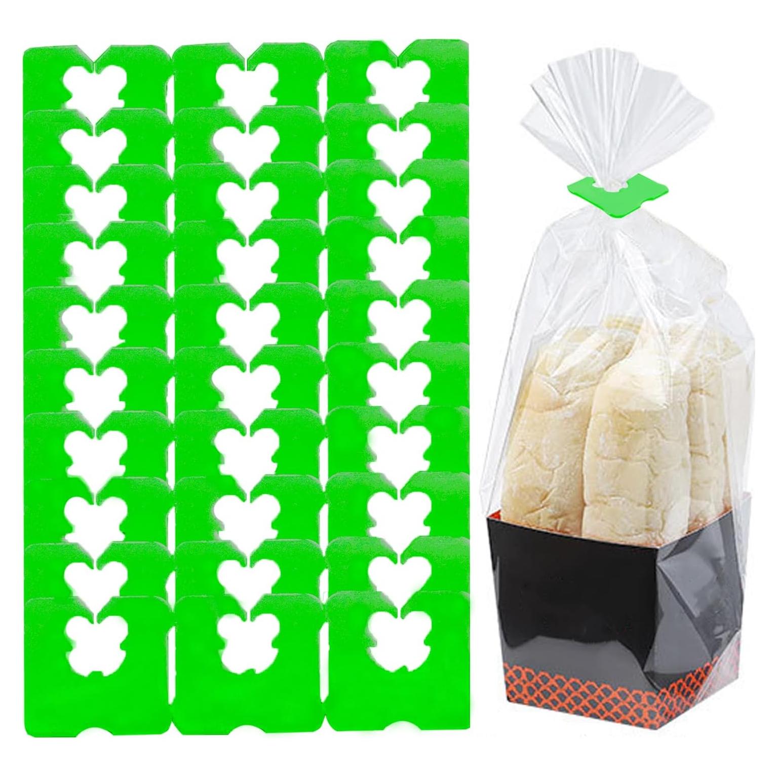 100 Clips de Bolsa de Pan Reutilizables Howinn Verde 3.2x3.2cm