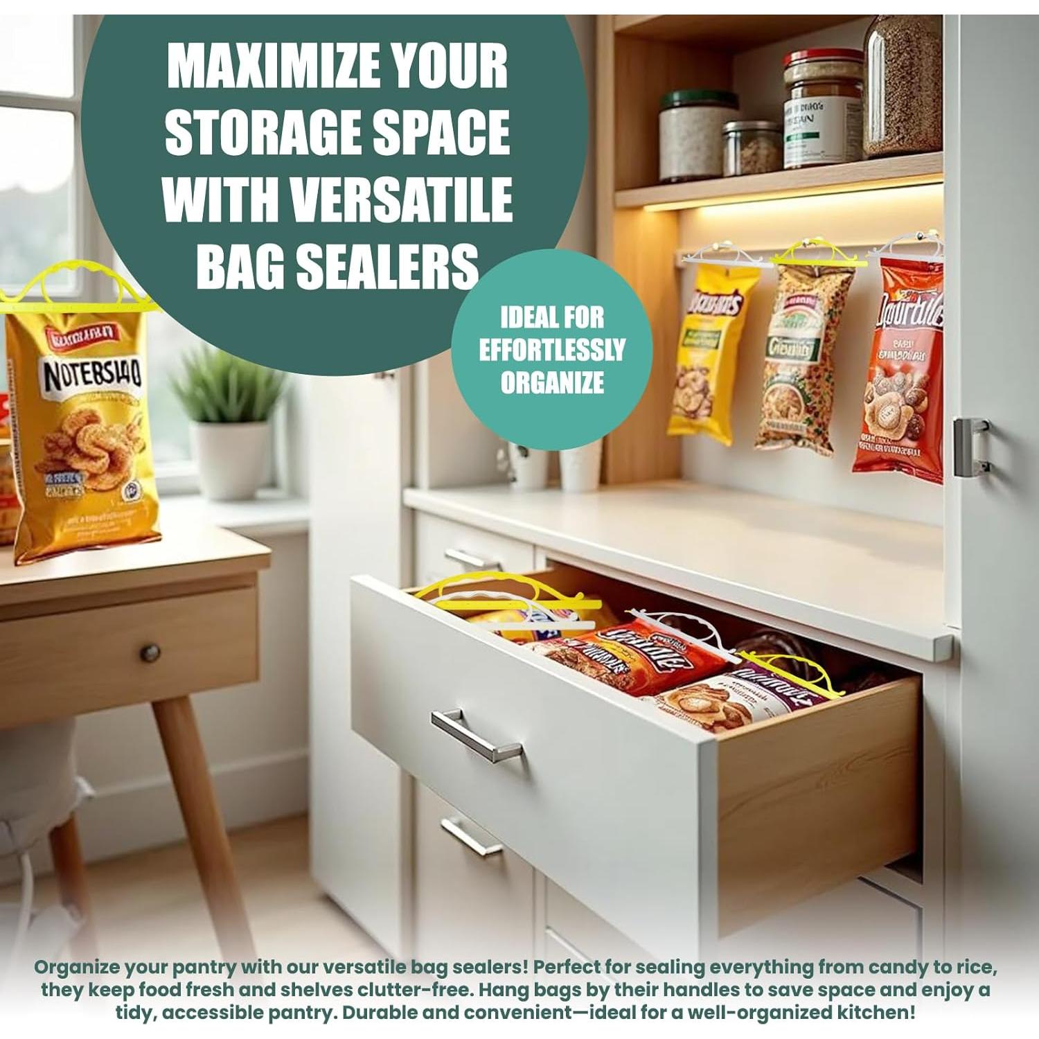 Varillas Sella Bolsas Reutilizables 6 Pcs con Mango - Hermético