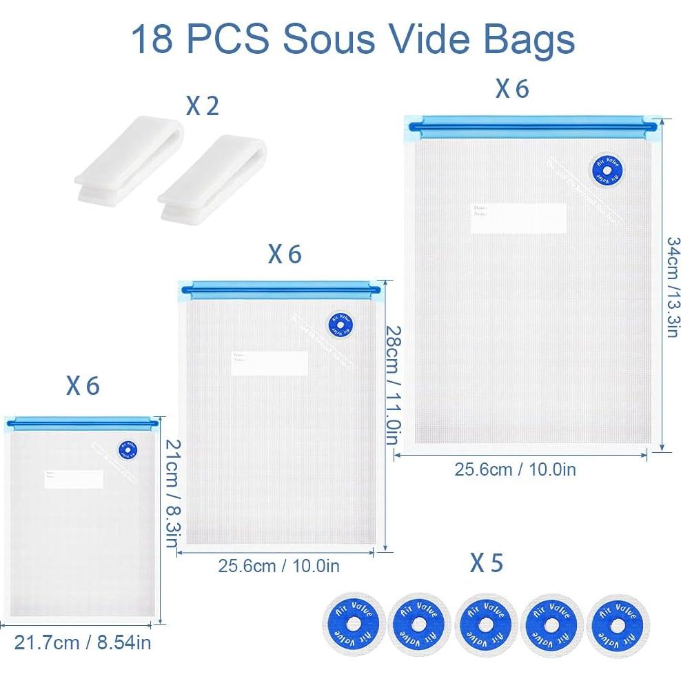 Bolsas Sous Vide FIRAWER 25 Pcs Reutilizables Sin BPA