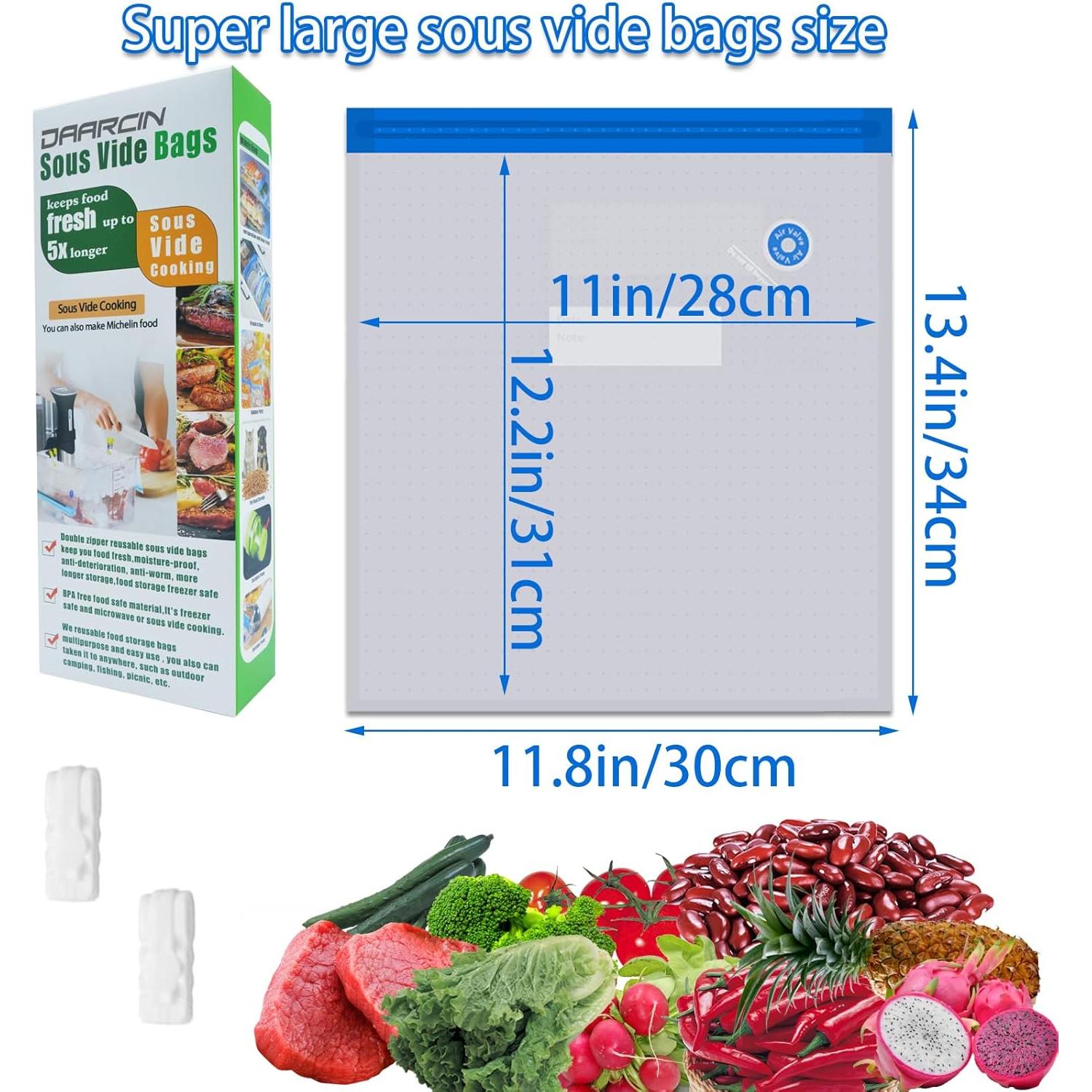 Kit de 15 Bolsas Sous Vide Reutilizables Daarcin 30x34cm