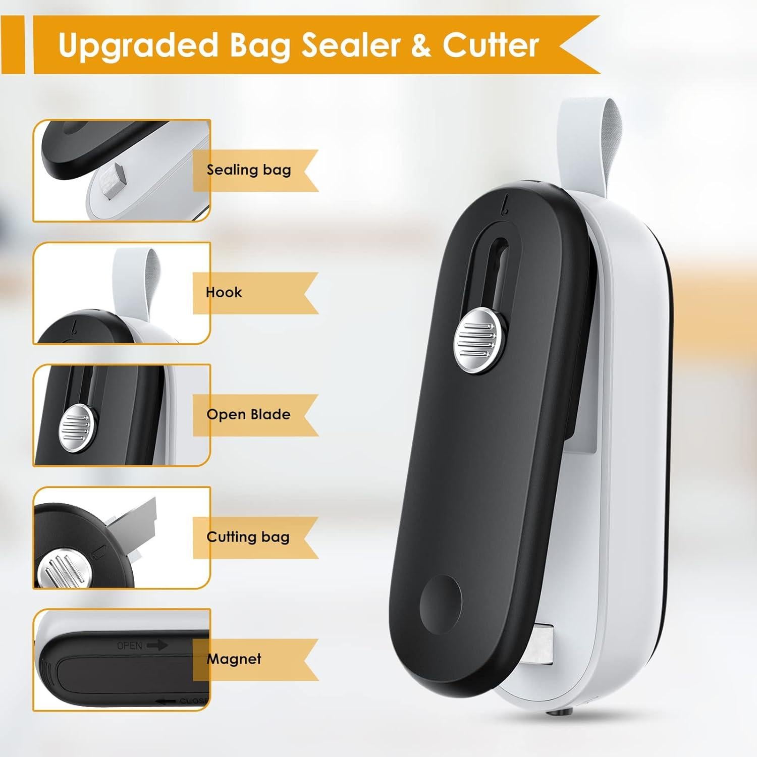 Mini Sello de Bolsas FEPPO 2 en 1 con Cortador - Portátil