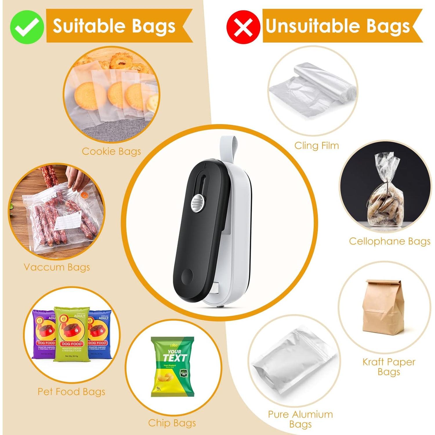 Mini Sello de Bolsas FEPPO 2 en 1 con Cortador - Portátil