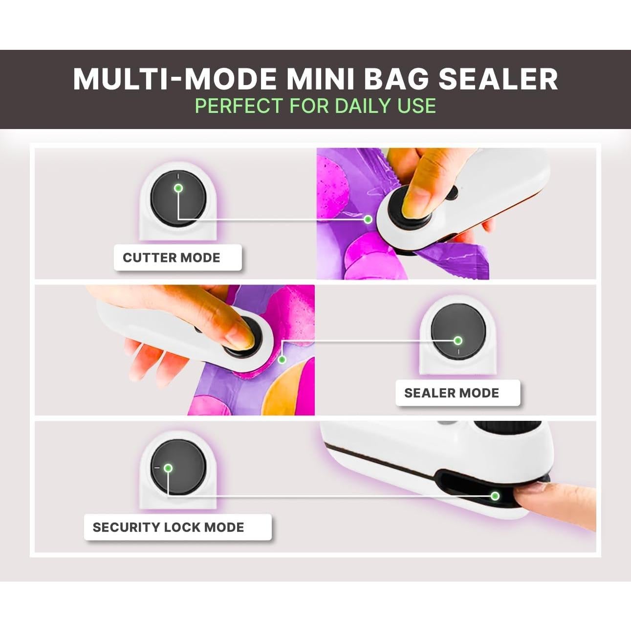 Mini Sello de Bolsas 2 en 1 AROLOP - Cortador y Sellador Térmico