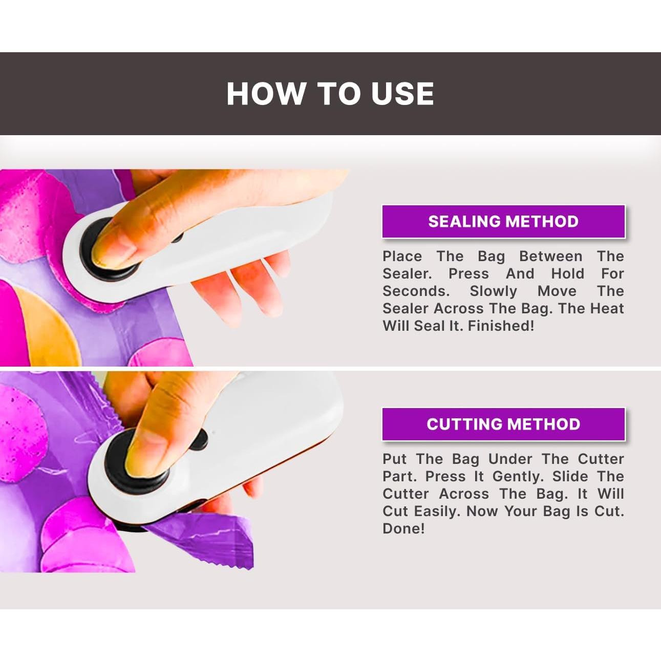 Mini Sello de Bolsas 2 en 1 AROLOP - Cortador y Sellador Térmico