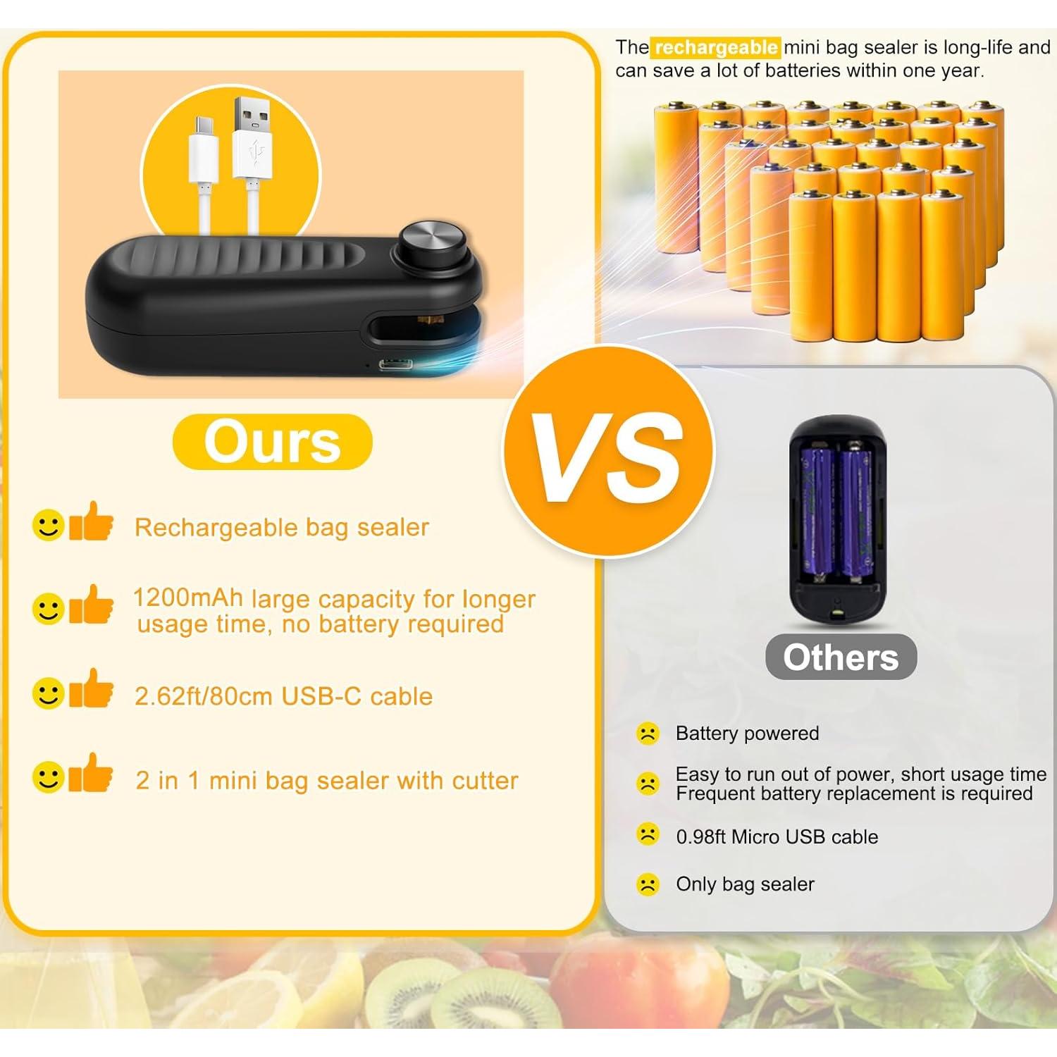 Sellador de Bolsas Térmico Aedicce Mini Recargable USB C