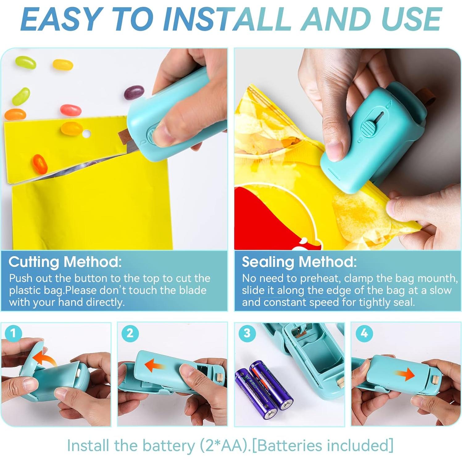 Mini Sello de Bolsa ROMSTO 2 en 1 Cortador y Sellador Verde