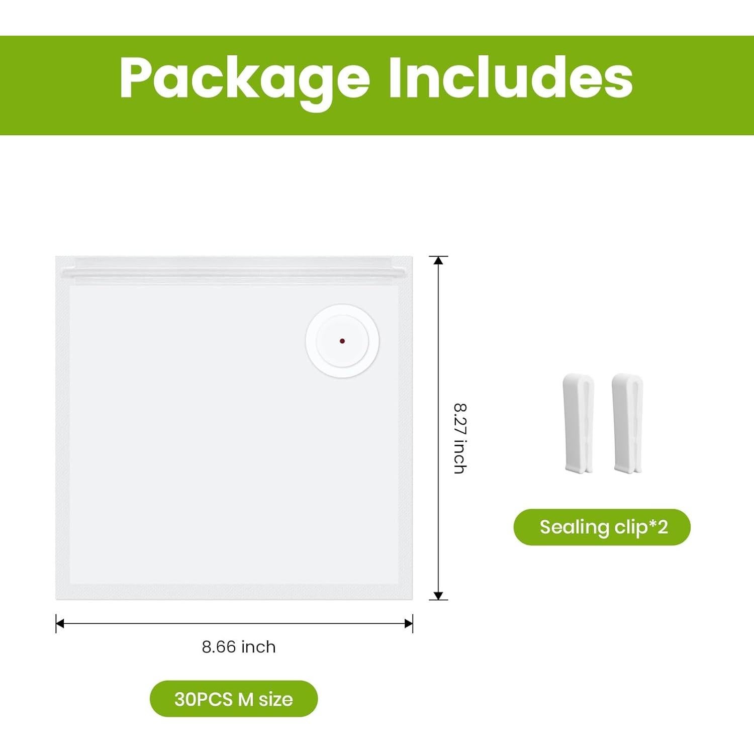 Bolsas de Sellado al Vacío FEPPO 30 PCS 21x22 cm Reutilizables