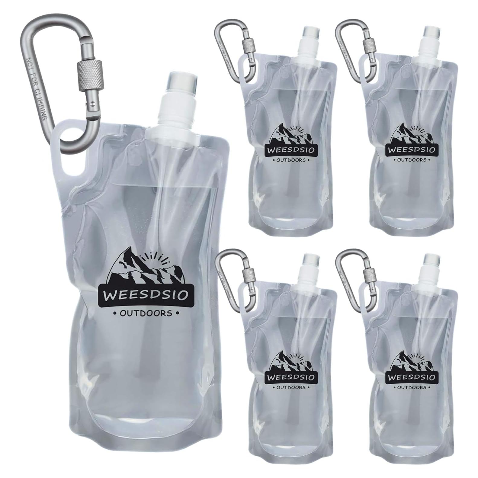 Set de 5 Botellas de Agua Colapsables Weesdsio 1L para Senderismo