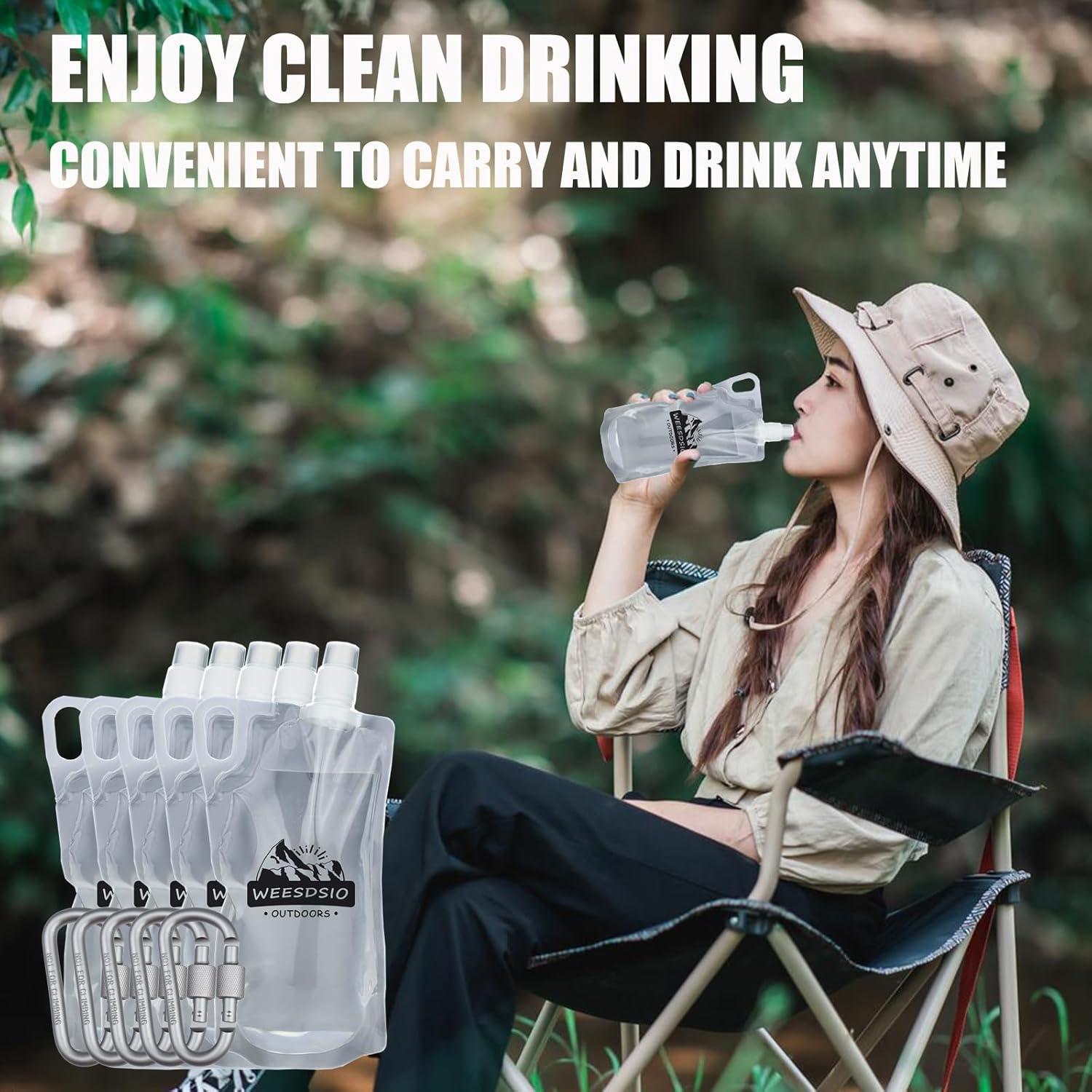 Set de 5 Botellas de Agua Colapsables Weesdsio 1L para Senderismo