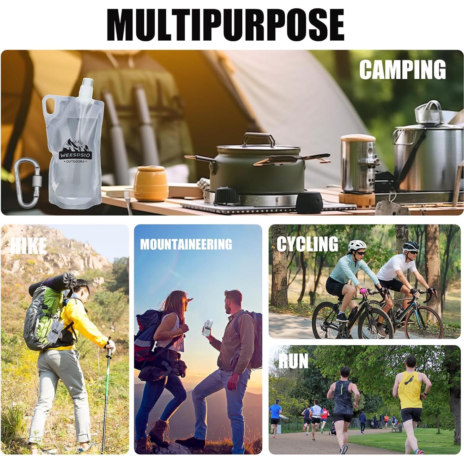 Set de 5 Botellas de Agua Colapsables Weesdsio 1L para Senderismo