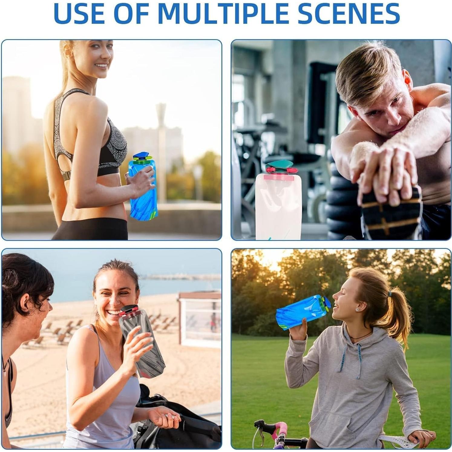 Botellas de Agua Plegables LuLuya 710ml - Paquete de 4