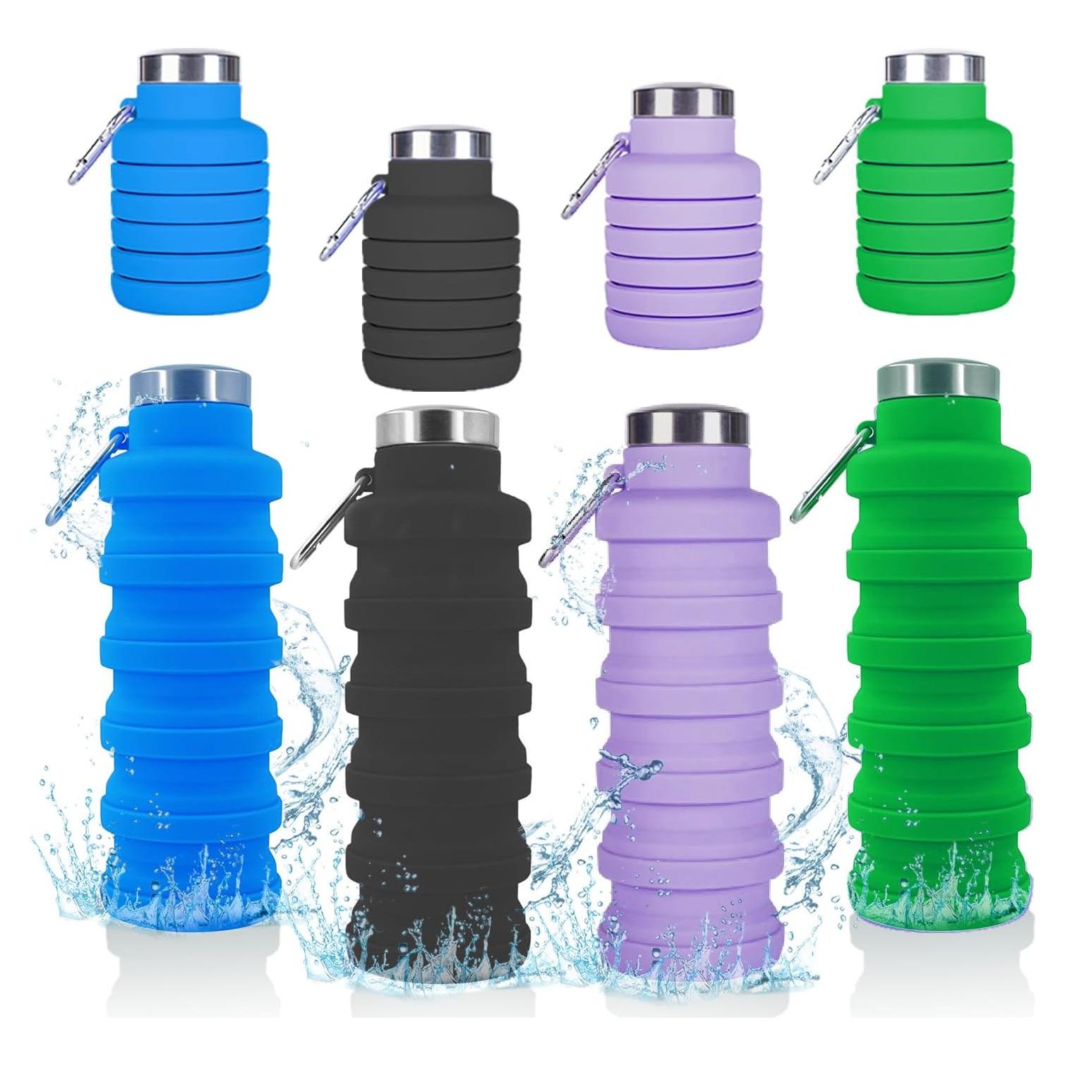 Botella de Agua Plegable SLkuniu 4 Pcs 0.47L Libre de BPA
