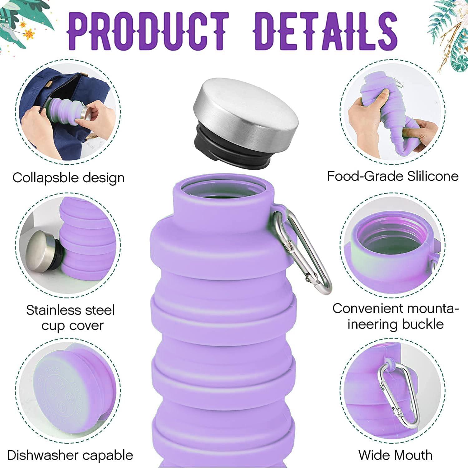 Botella de Agua Plegable SLkuniu 4 Pcs 0.47L Libre de BPA