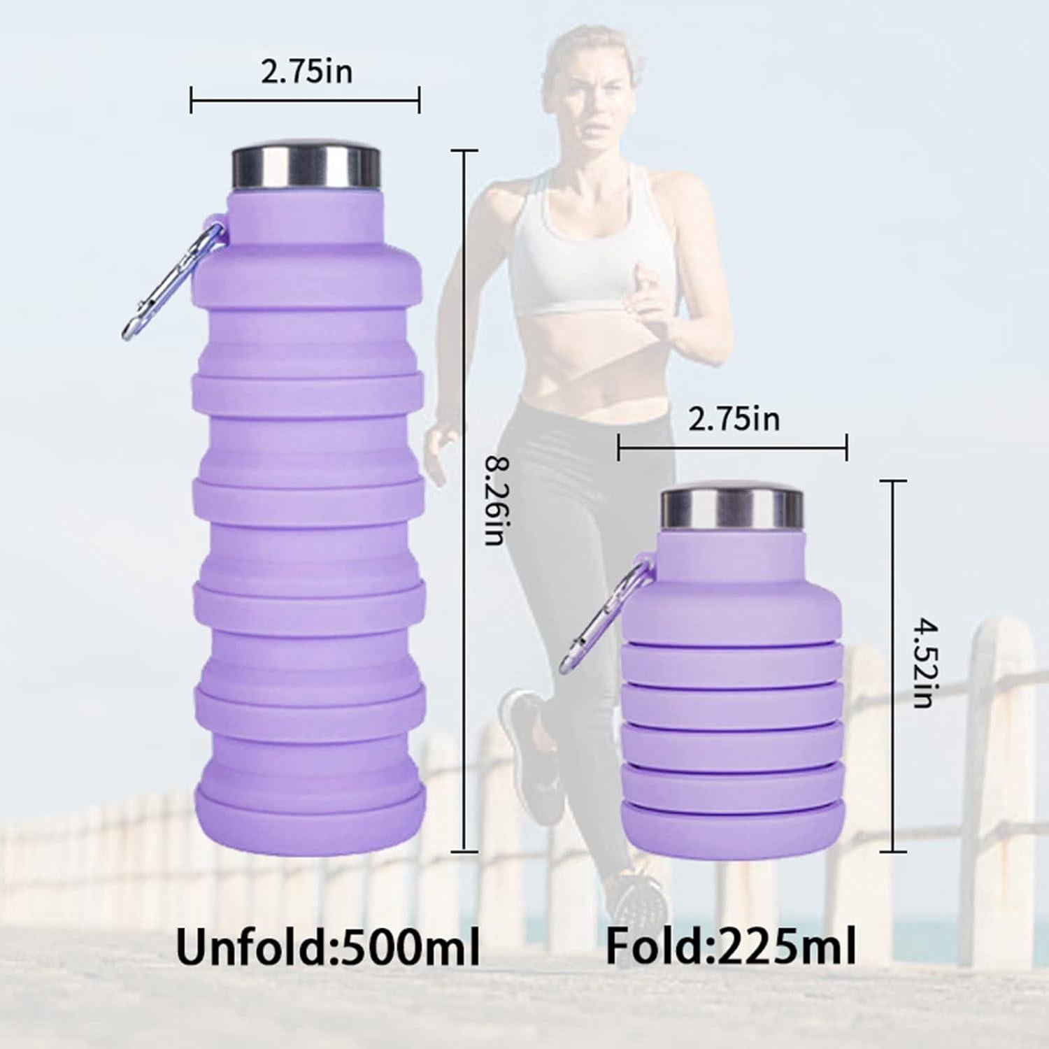 Botella de Agua Plegable SLkuniu 4 Pcs 0.47L Libre de BPA