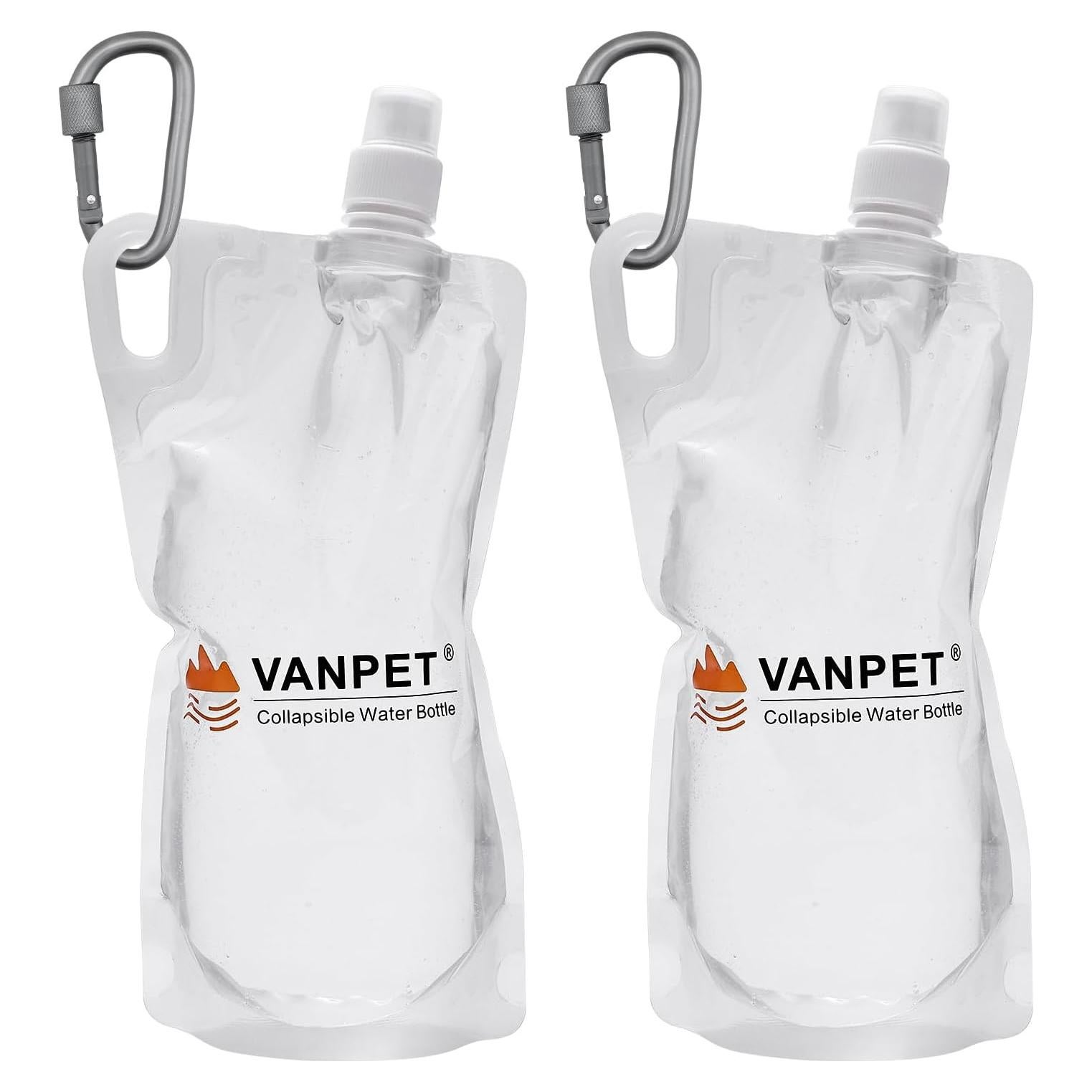 Botellas de Agua Colapsables VANPET 1L Reutilizables (2 Unidades)