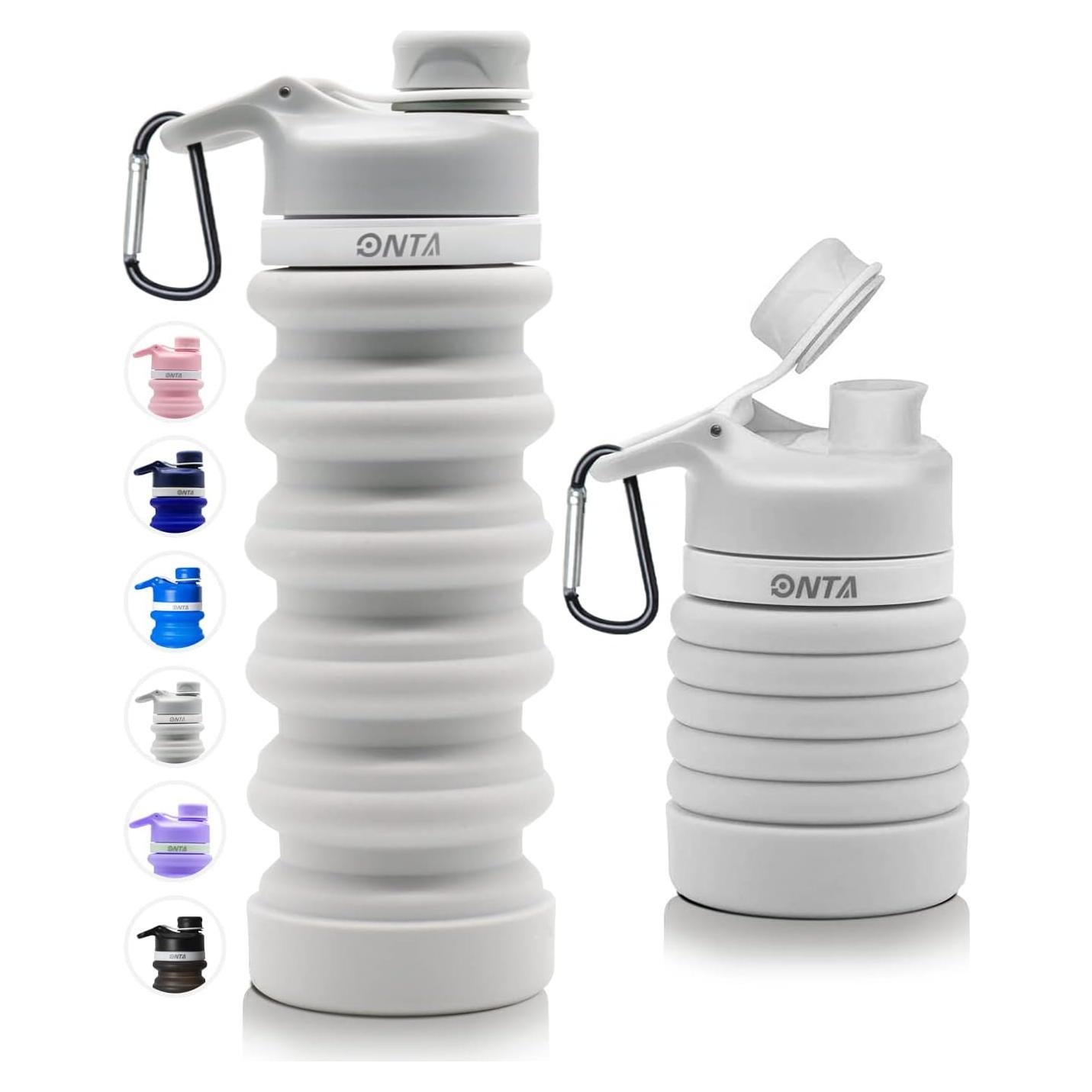 Botella de Agua Plegable ONTA 550ml Silicona Libre BPA Gris