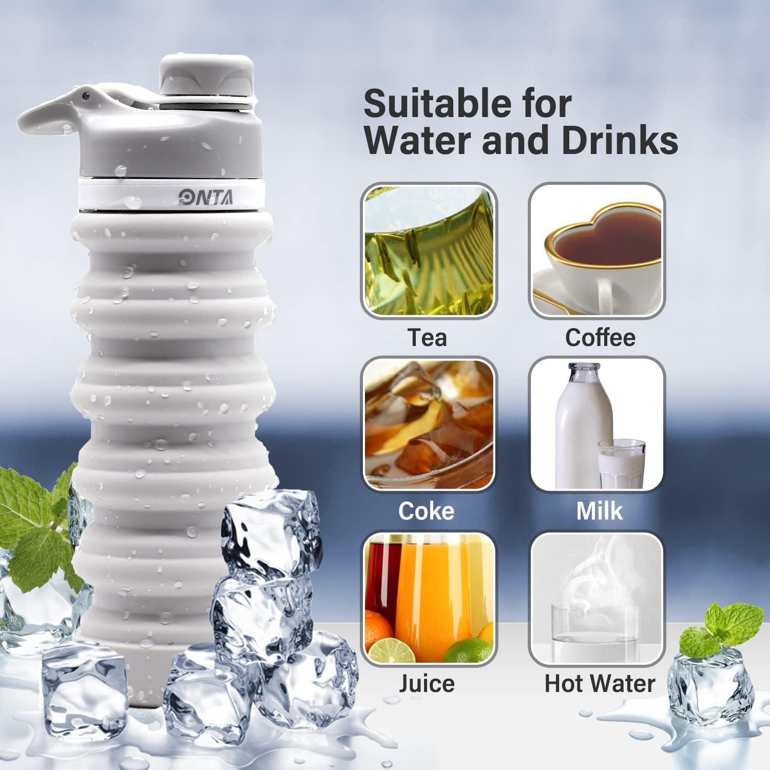 Botella de Agua Plegable ONTA 550ml Silicona Libre BPA Gris