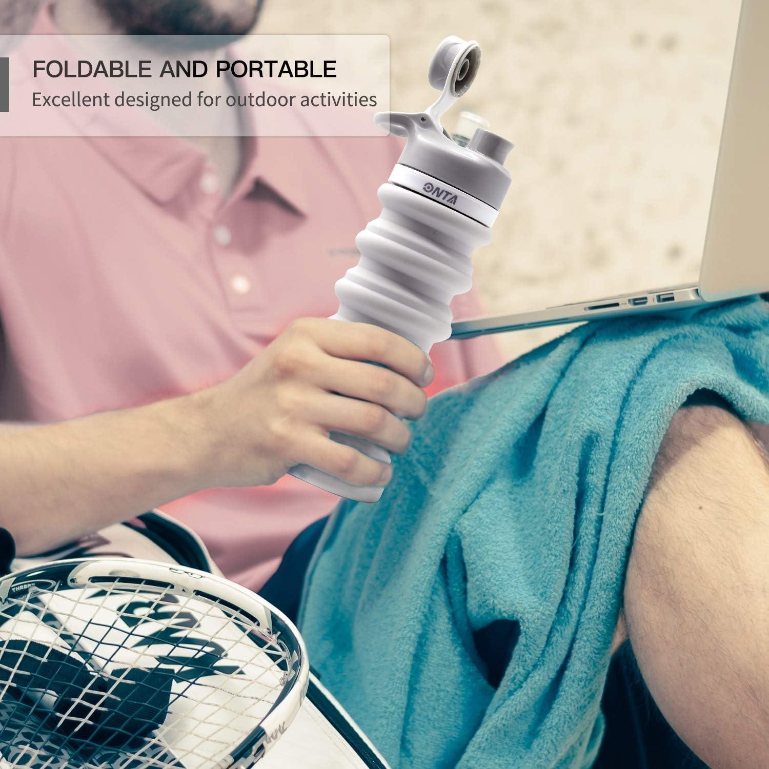 Botella de Agua Plegable ONTA 550ml Silicona Libre BPA Gris