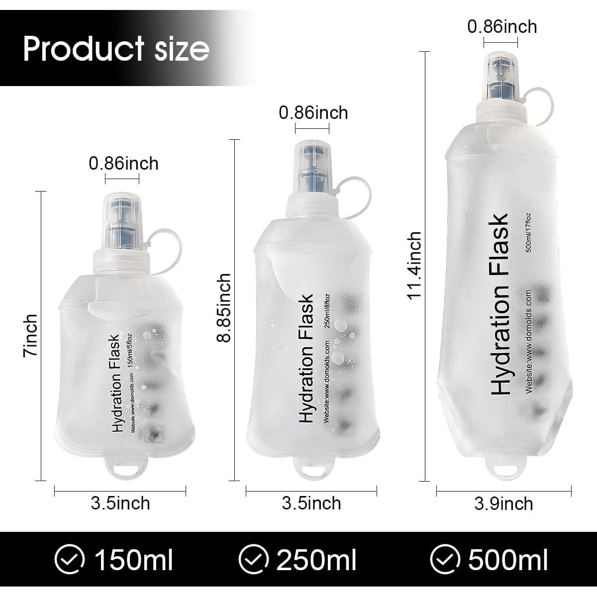 Botella de Agua Colapsable WILDREEDS 500ml Blanca TPU