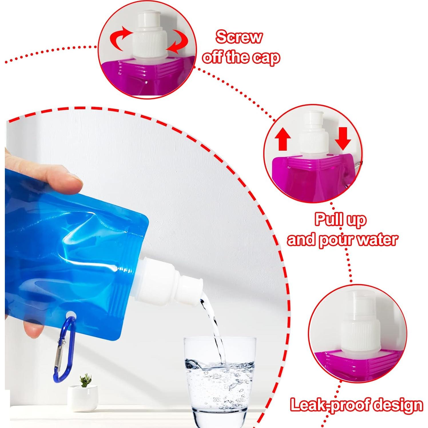 Paquete de 10 Botellas de Agua Plegables Smilixin 480ml