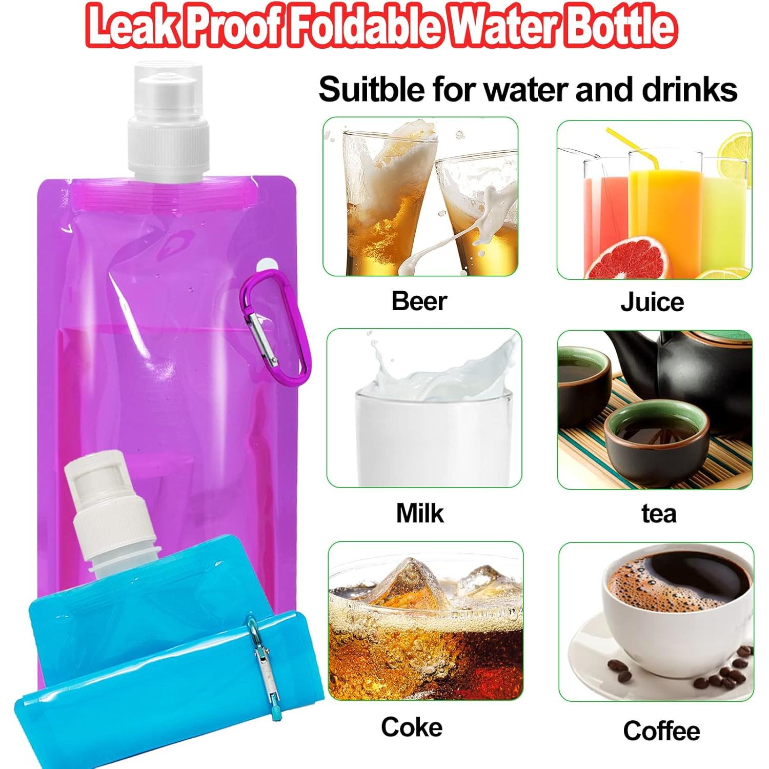 Paquete de 10 Botellas de Agua Plegables Smilixin 480ml