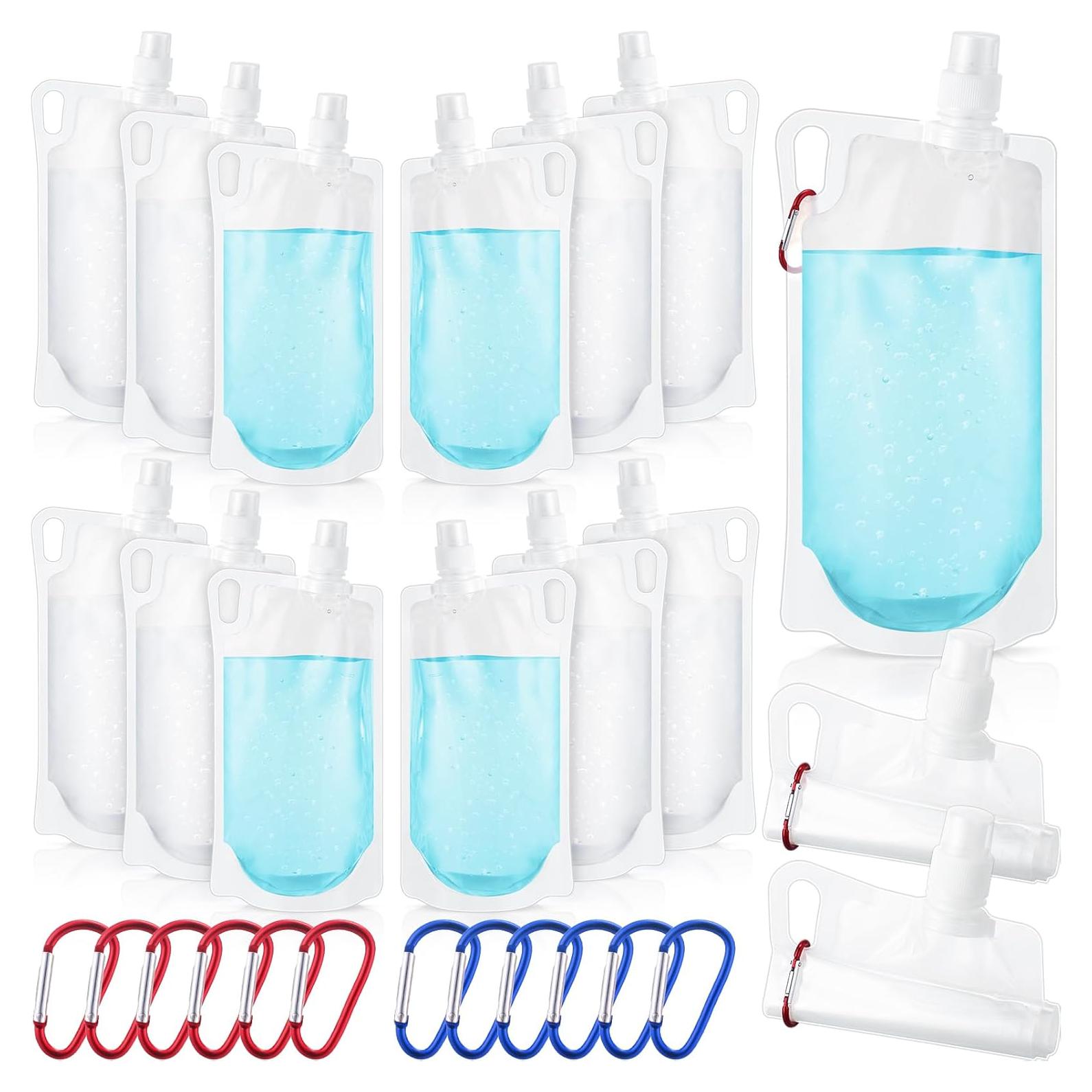 Maxdot 12 Botellas de Agua Plegables 1L con Clip para Camping