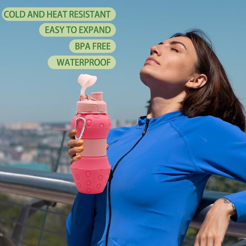 Botella de Agua Plegable WATMHHJQ 500ml a Prueba de Fugas