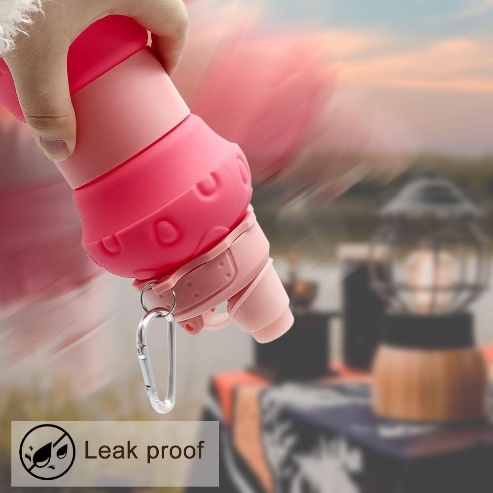 Botella de Agua Plegable WATMHHJQ 500ml a Prueba de Fugas