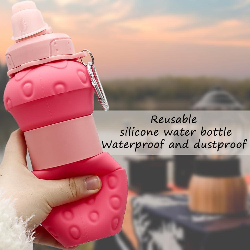 Botella de Agua Plegable WATMHHJQ 500ml a Prueba de Fugas