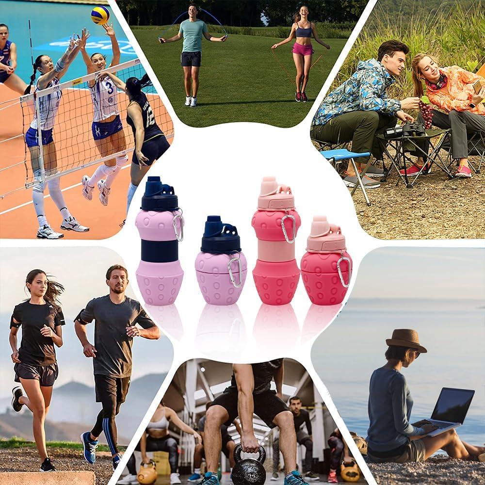 Botella de Agua Plegable WATMHHJQ 500ml a Prueba de Fugas