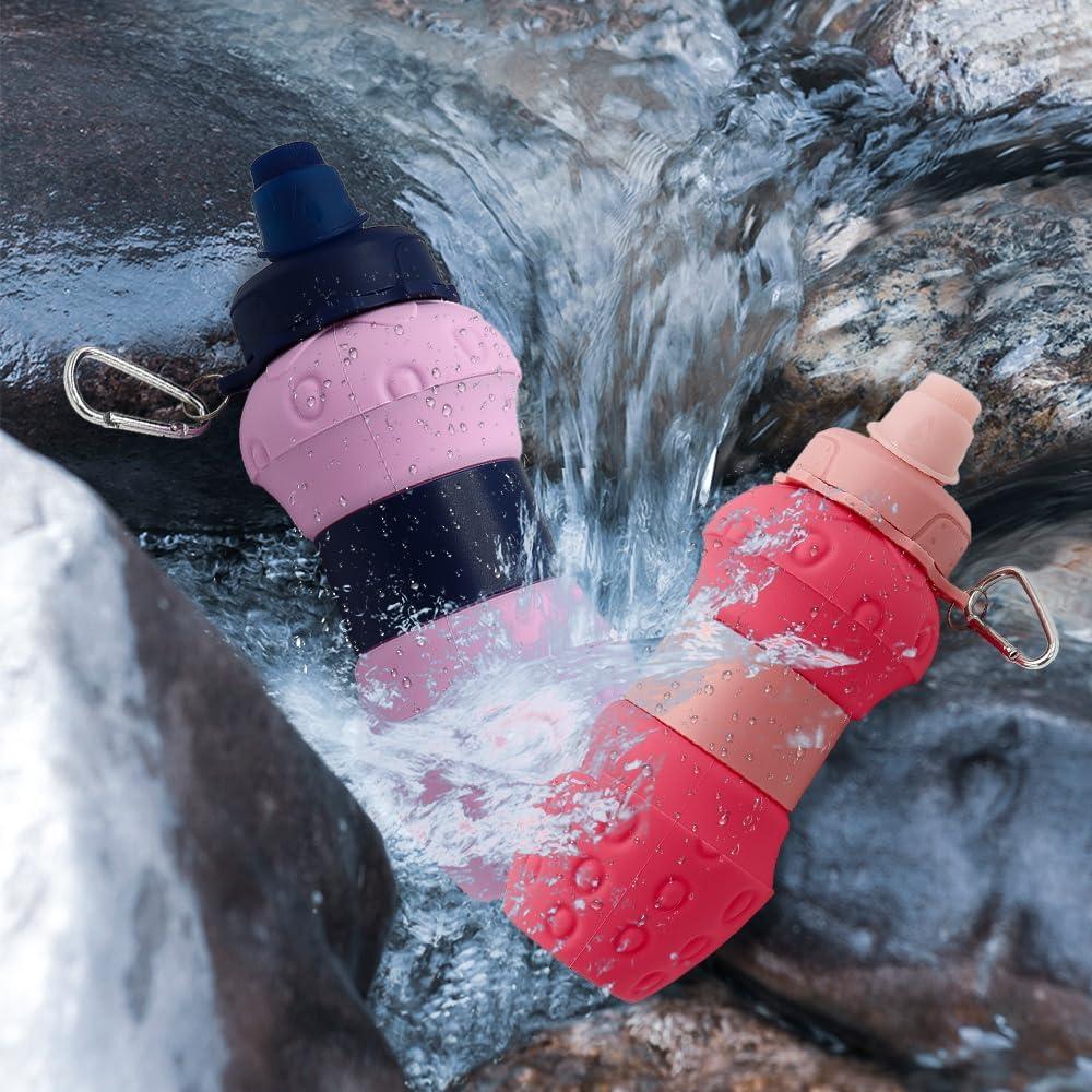 Botella de Agua Plegable WATMHHJQ 500ml a Prueba de Fugas