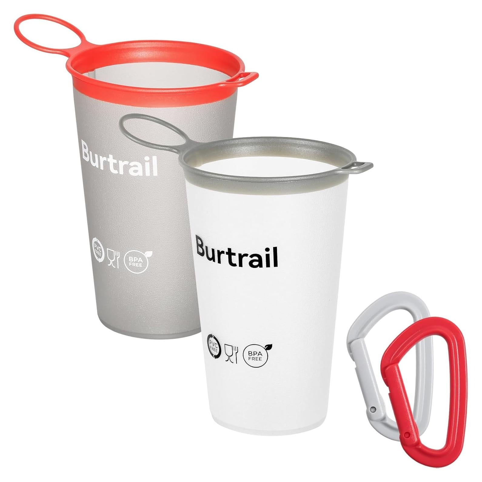 Taza Plegable Burtrail 200ml Ultraligera para Correr - 2 Pcs Gris y Blanco