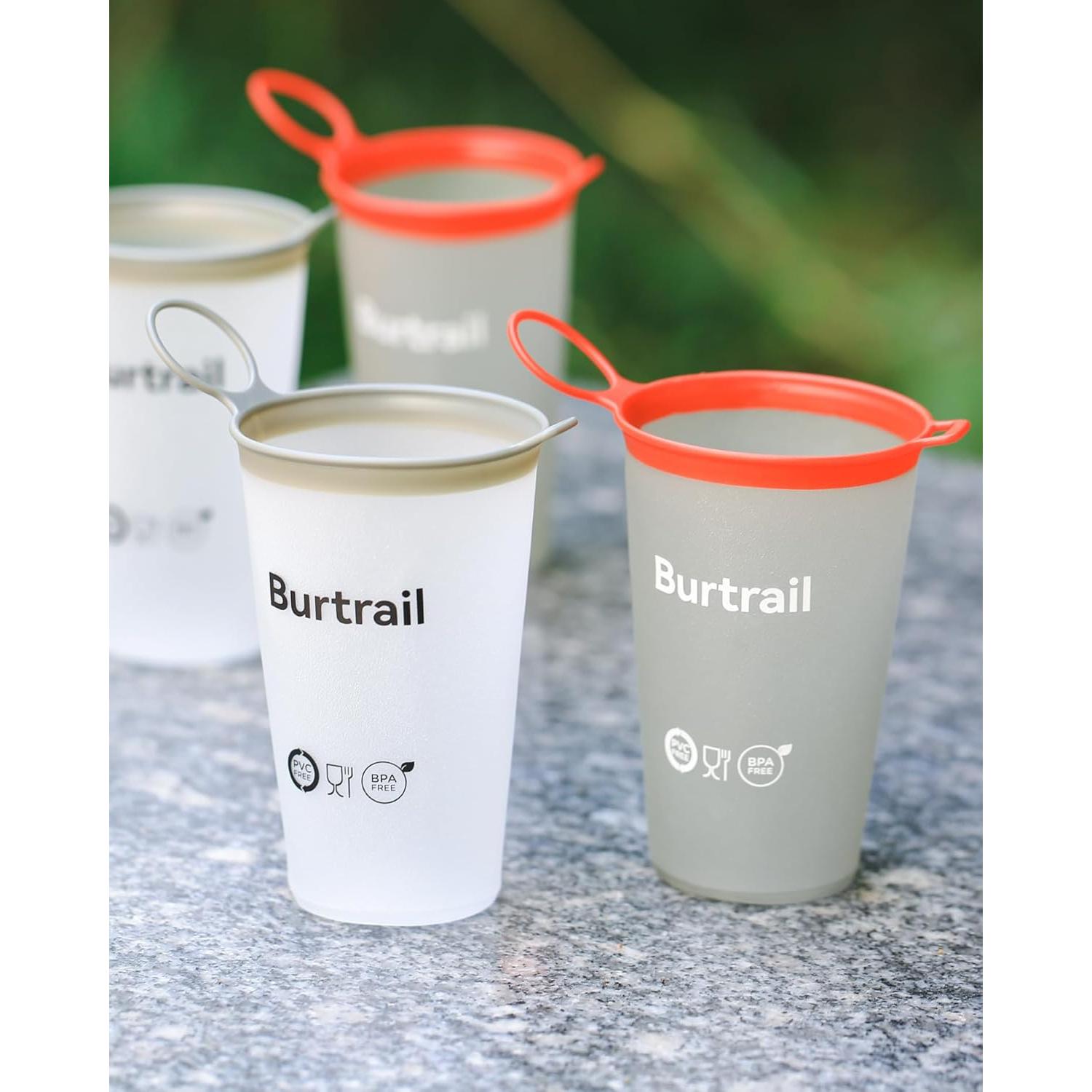 Taza Plegable Burtrail 200ml Ultraligera para Correr - 2 Pcs Gris y Blanco