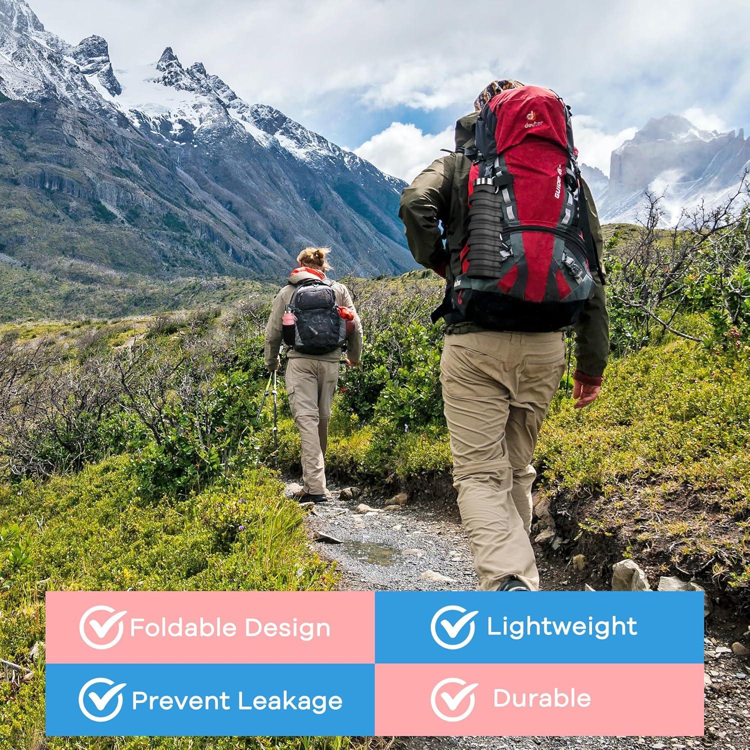 Botella de Agua Plegable Rotayi 0.47L Silicona Rosa