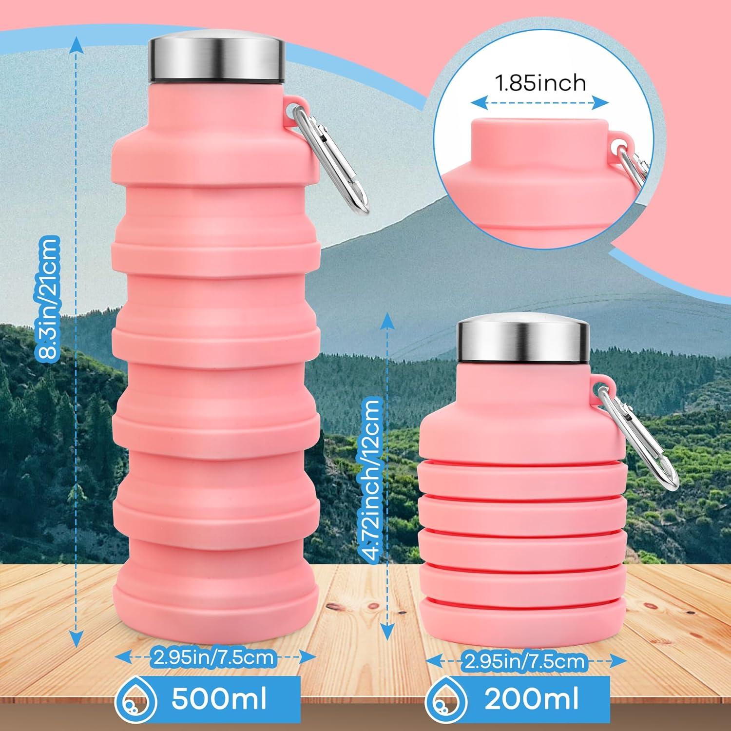 Botella de Agua Plegable Rotayi 0.47L Silicona Rosa