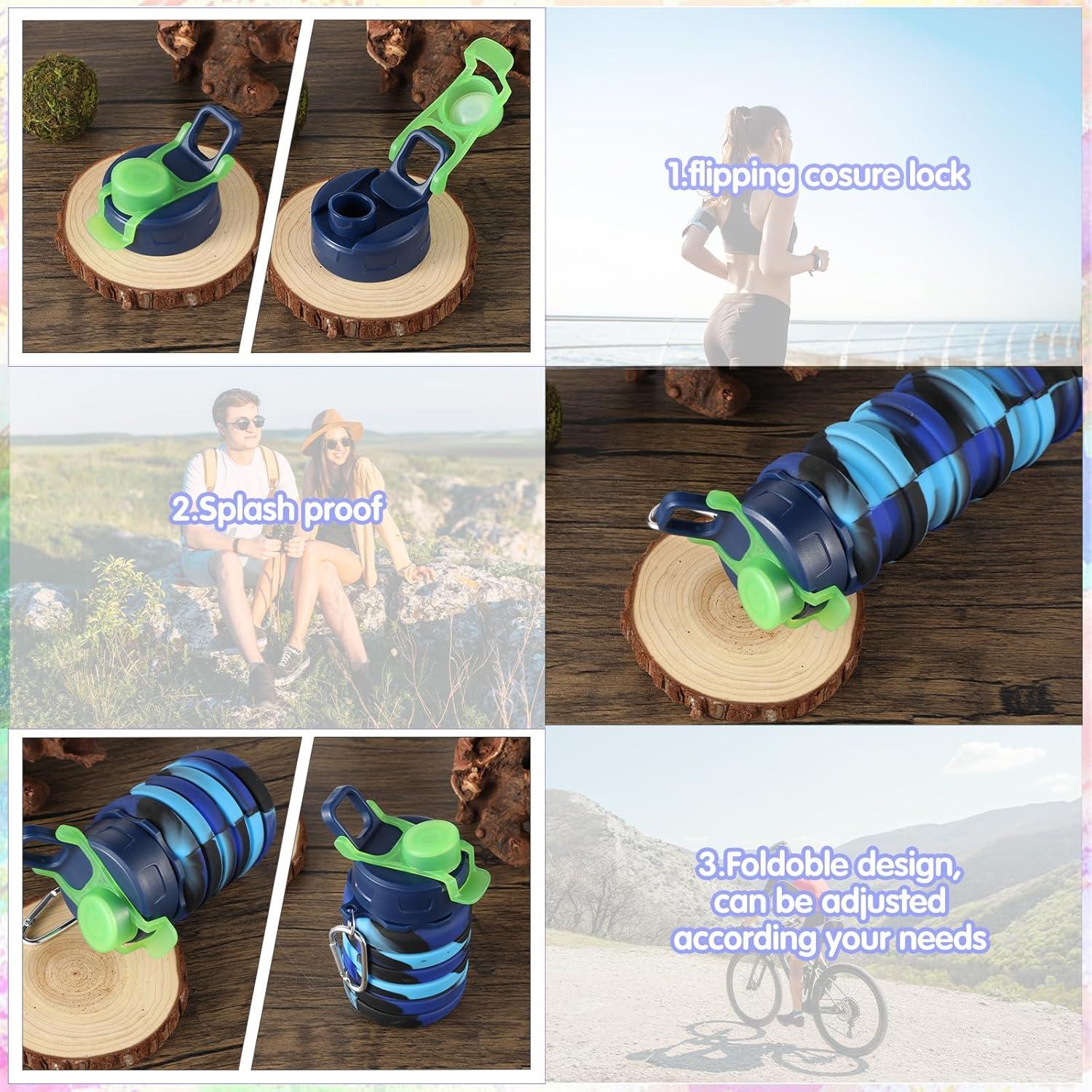 Botellas de Agua Plegables MAQUITA 4 Pcs 500 ml Silicona