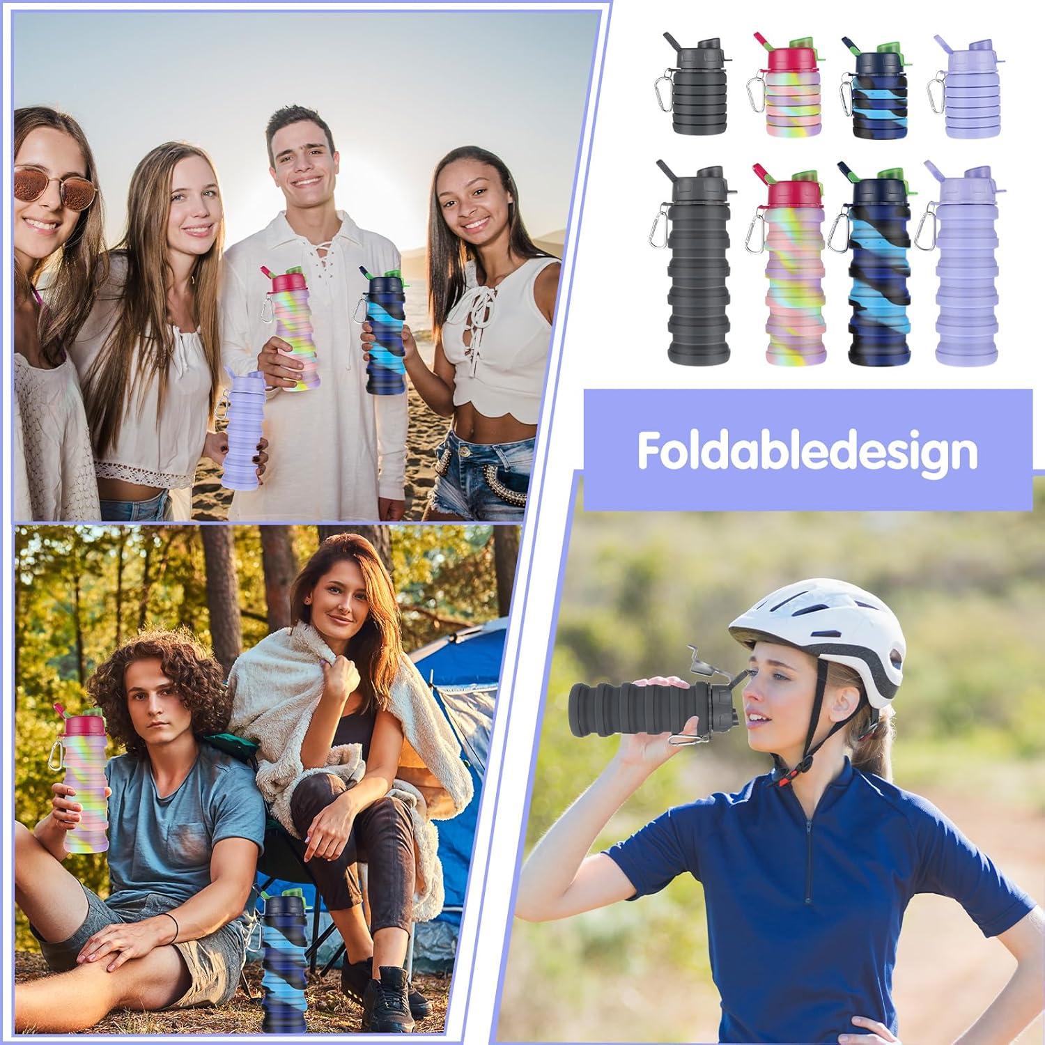 Botellas de Agua Plegables MAQUITA 4 Pcs 500 ml Silicona