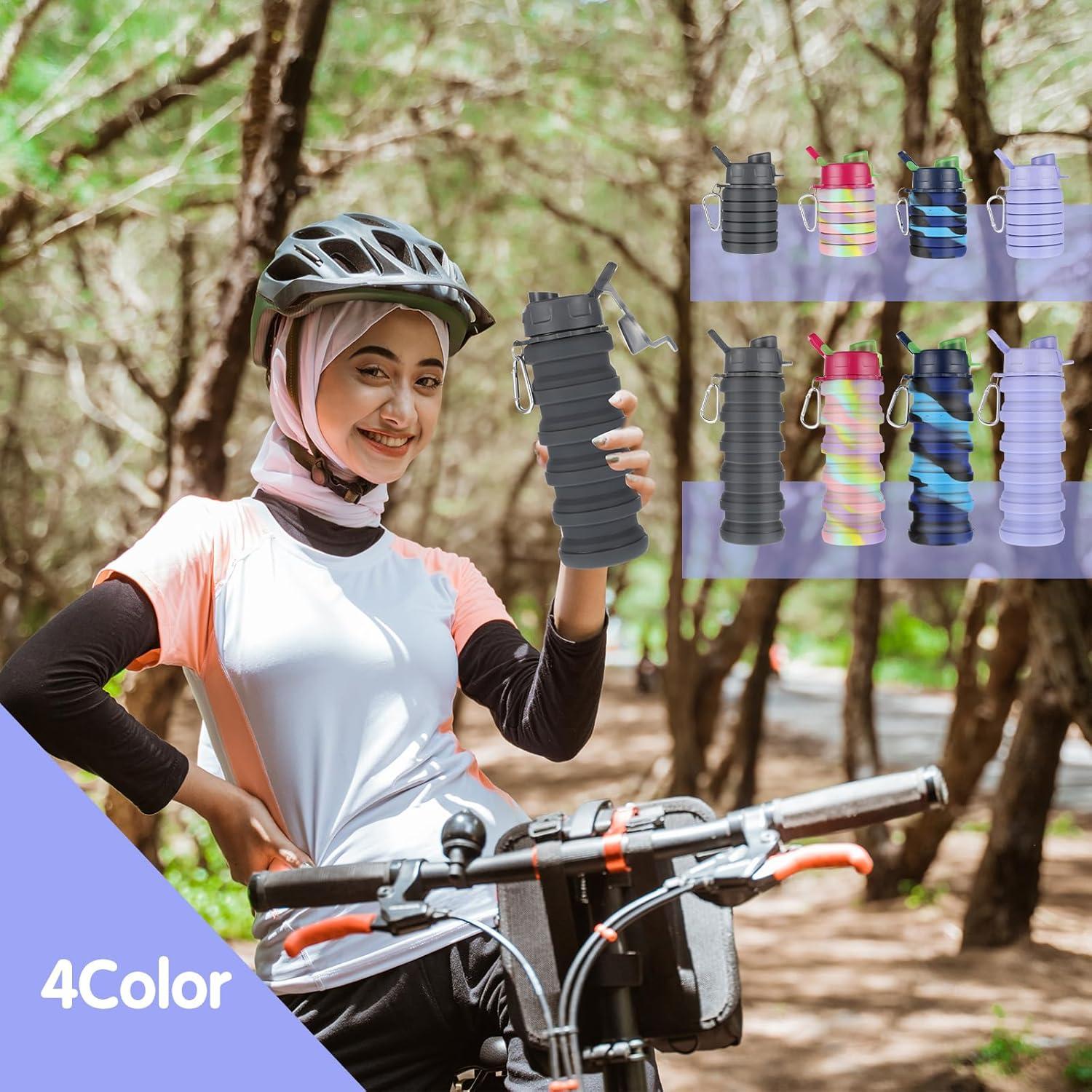 Botellas de Agua Plegables MAQUITA 4 Pcs 500 ml Silicona